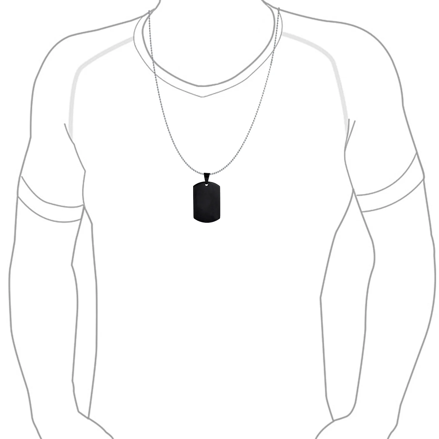 X-Large Military Dog Tag Pendant Necklace Stainless Steel 24 Inch Ball Chain - Image 8