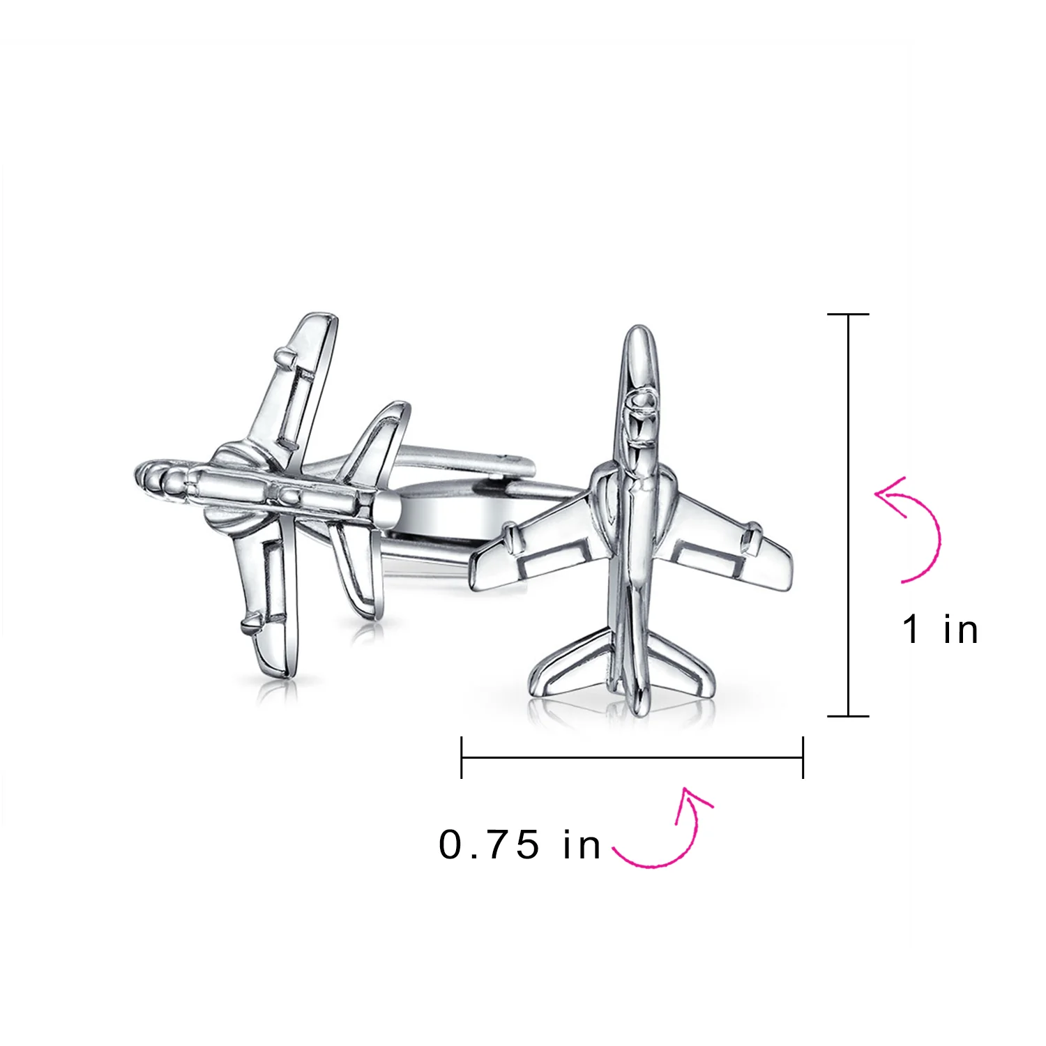Mens Pilot Military Jet Airplane Shirt Cufflink Silver Tone Stainless Steel - Image 4