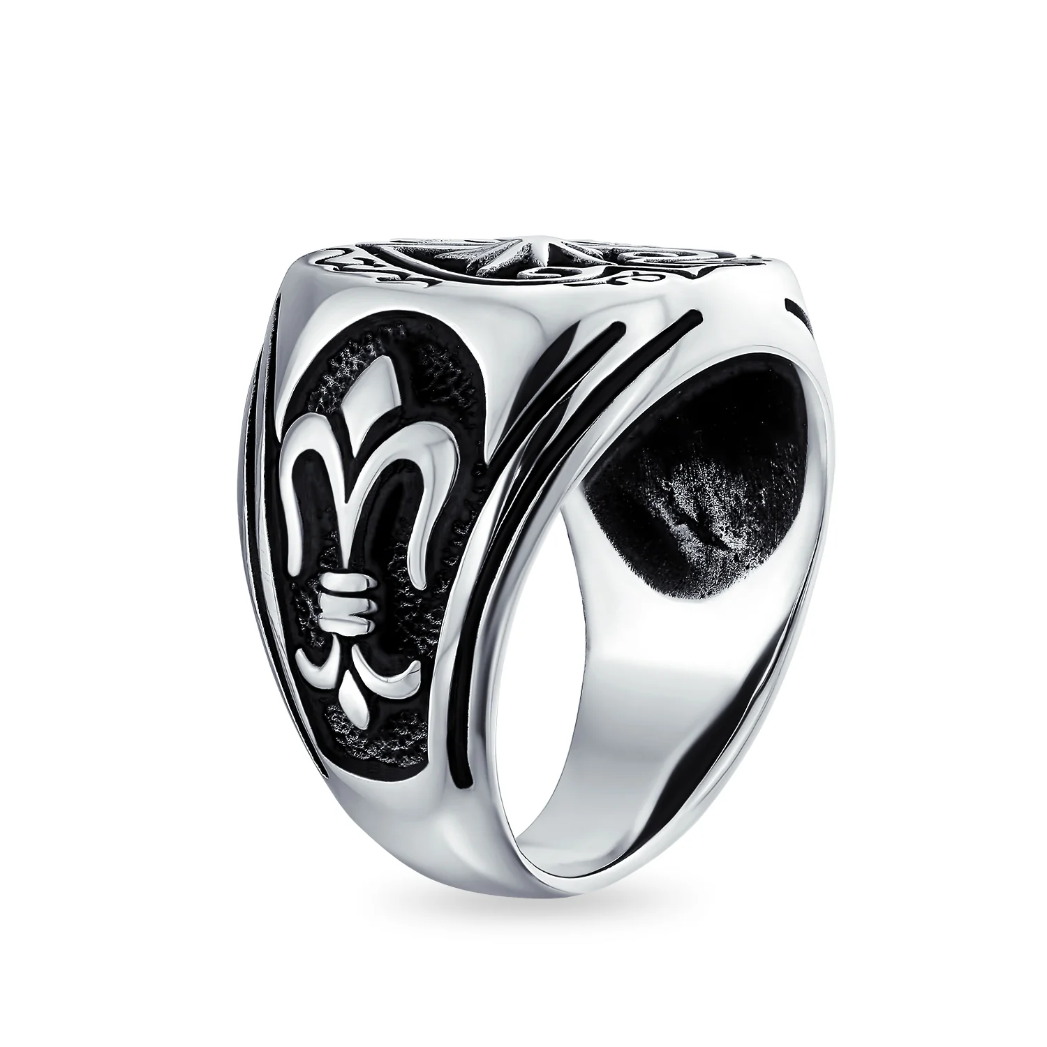 Antiqued Style Etched Black Ace of Spades Lucky Star Ring - Image 2
