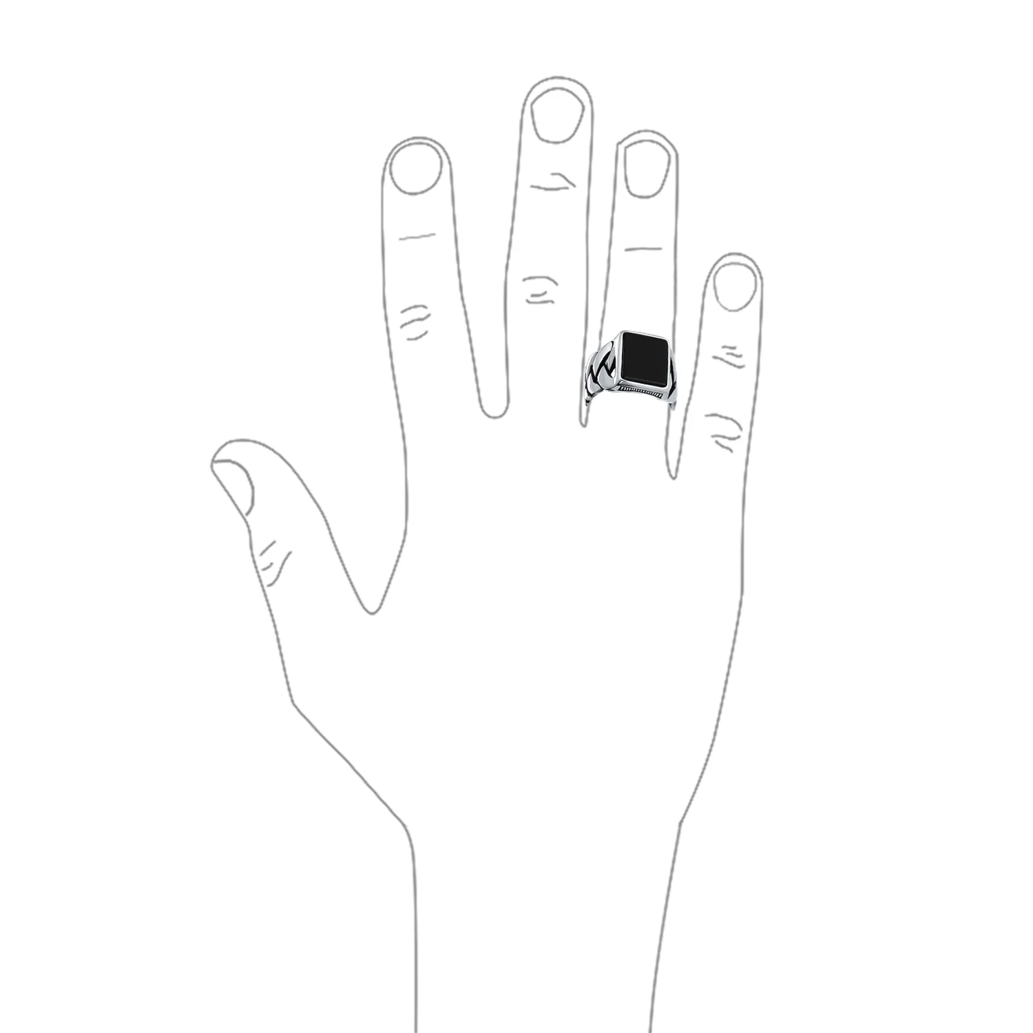 Large Rectangle Gemstone Chain Link Statement Signet Ring .925 Sterling Silver - Image 9