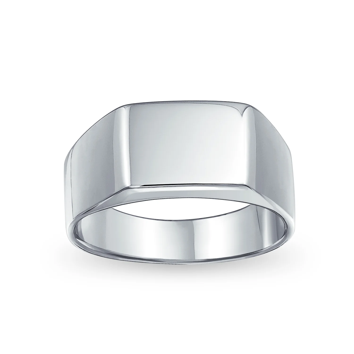 Simple Rectangle Initial Monogram Signet Ring For Men .925 Sterling Silver