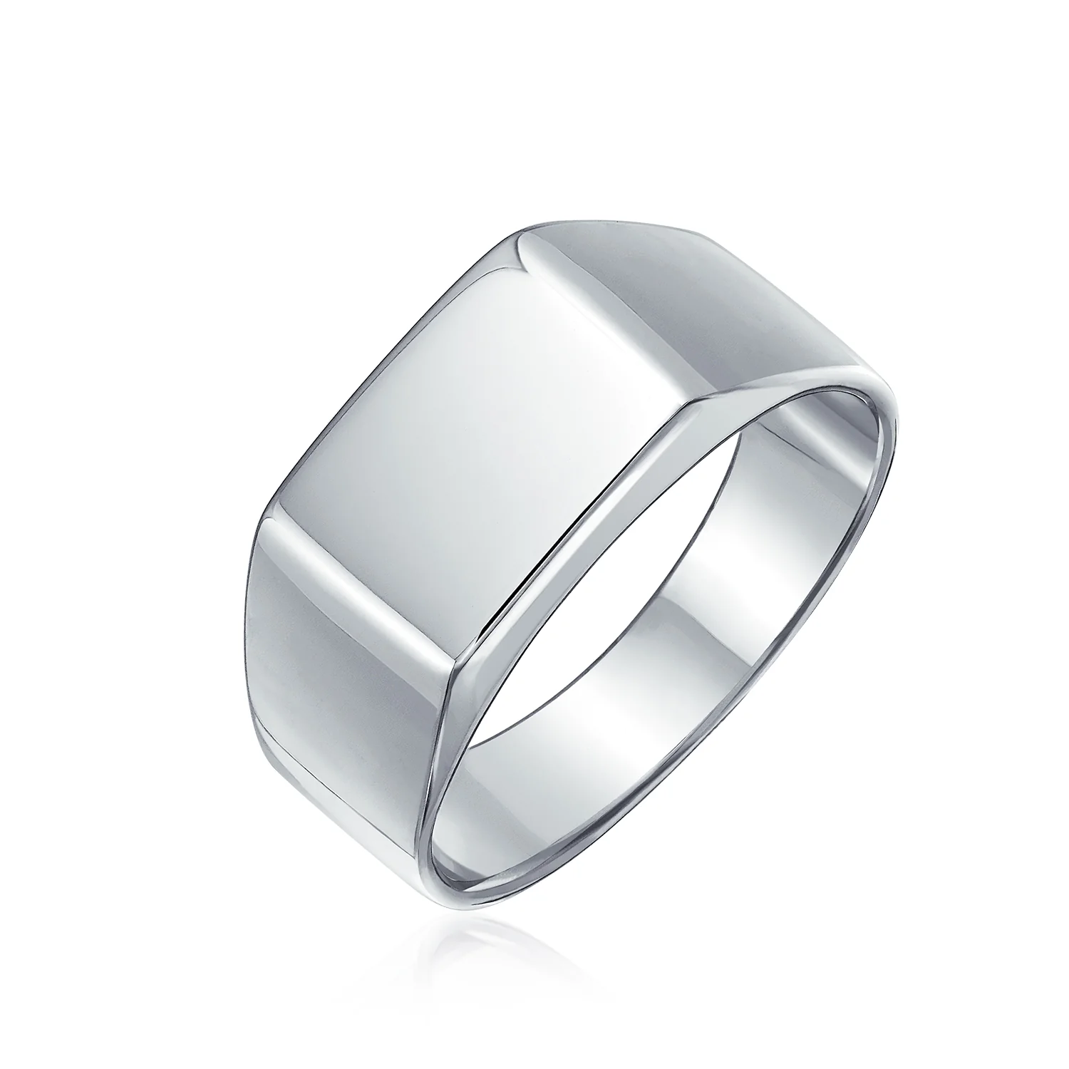 Simple Rectangle Initial Monogram Signet Ring For Men .925 Sterling Silver - Image 2
