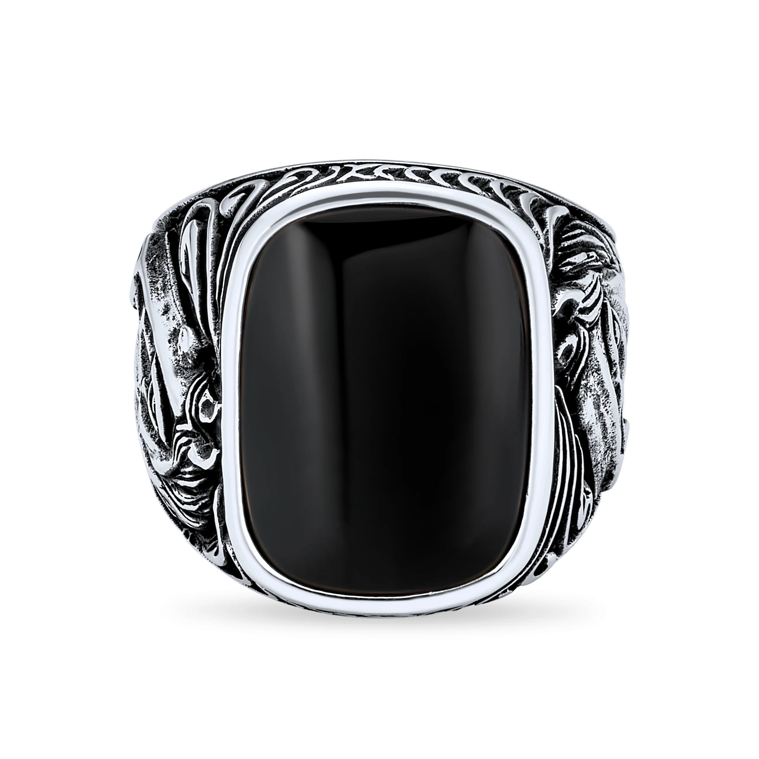 Black Onyx or Brown Tiger Eye Gemstone Stone Equestrian Stallion Horse Signet Ring .925 Sterling Silver - Image 4