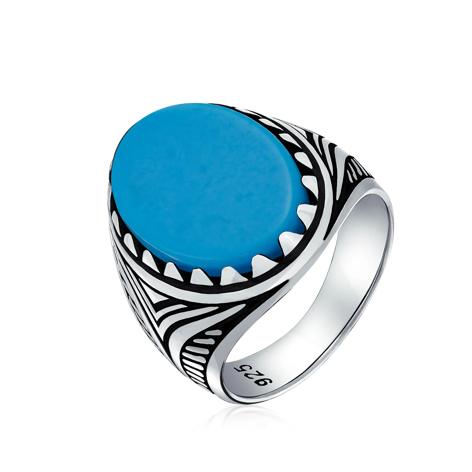Mens Silver Ring Black Onyx Blue Turquoise Tiger Eye Gemstone Lion Claw Design - Image 6