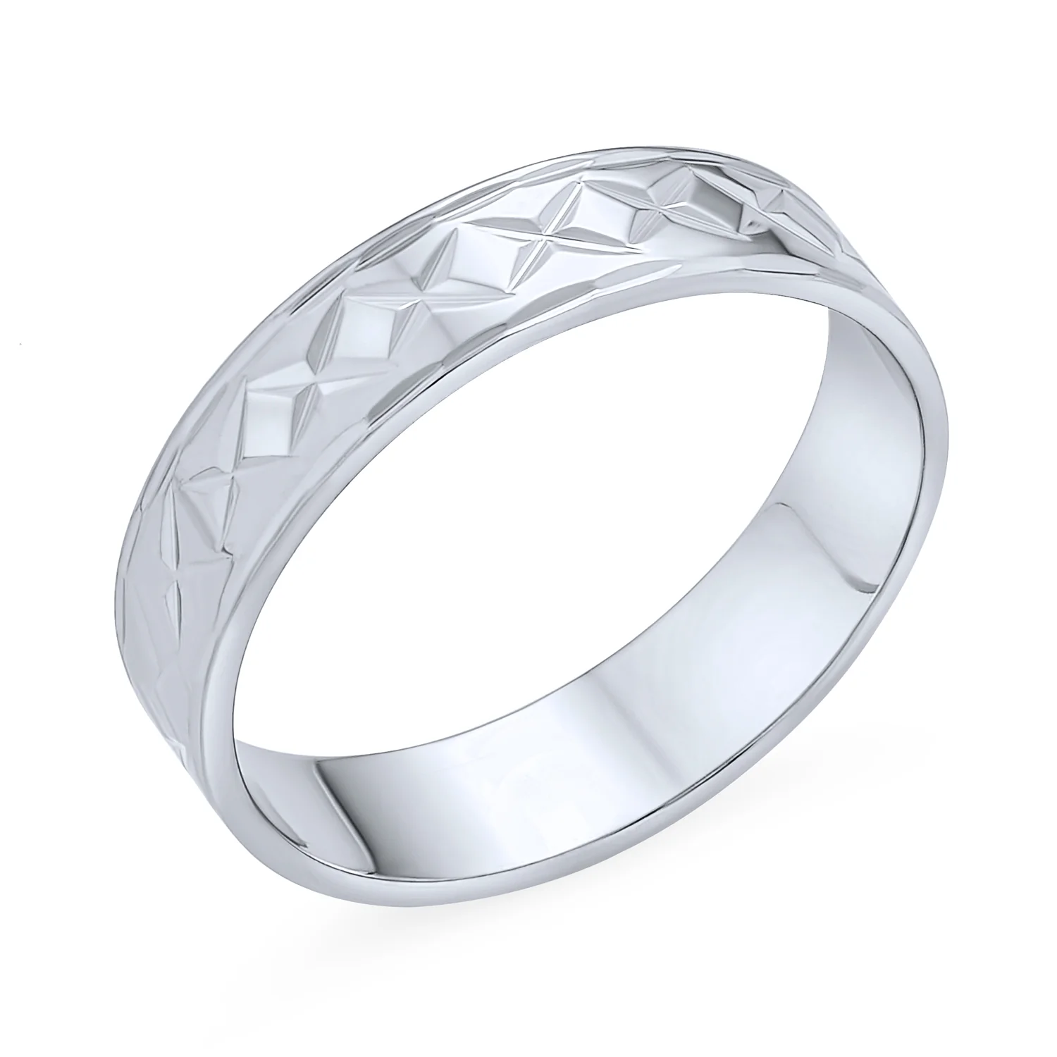 Unisex Stash Striped X Pattern Wedding Band Ring .925 Sterling Silver 5MM - Image 2
