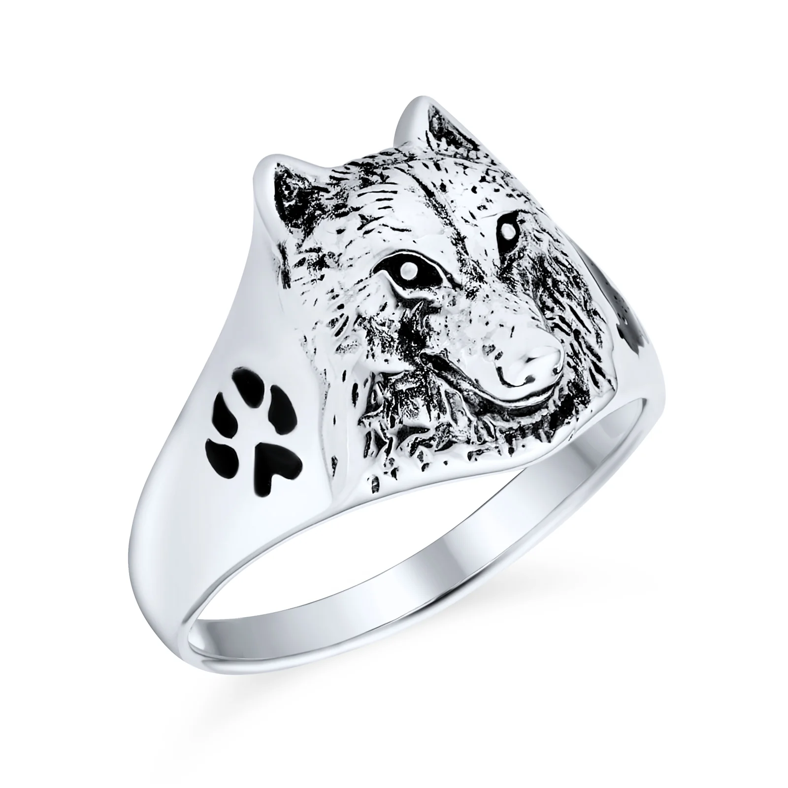 Hunter Animal Paw Norse Viking Warrior Signet Fierce Wolf Ring Sterling Silver - Image 2