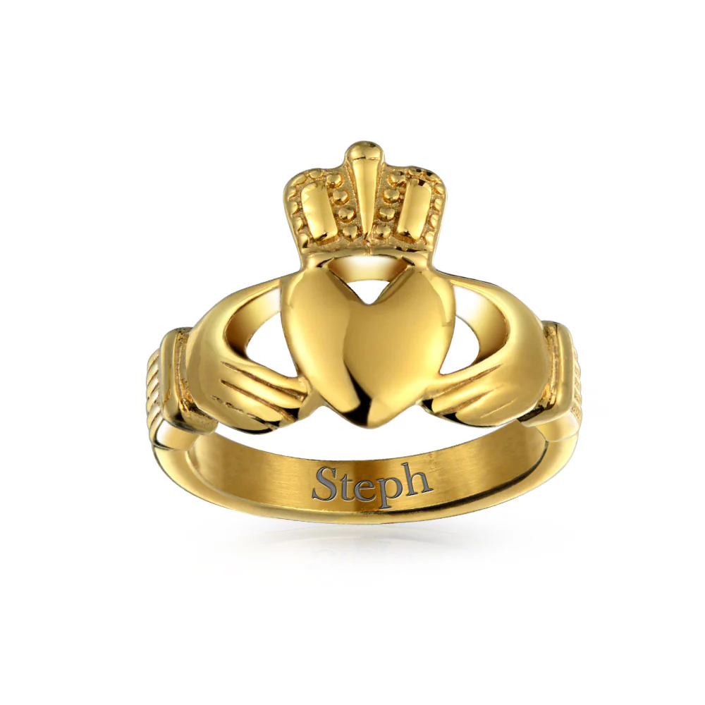 Friendship Couples Promise Celtic Heart Claddagh Ring Stainless Steel - Image 13