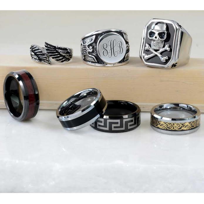 Biker Jewelry Angel Wing Band Ring Oxidized Stainless Steel - Image 7