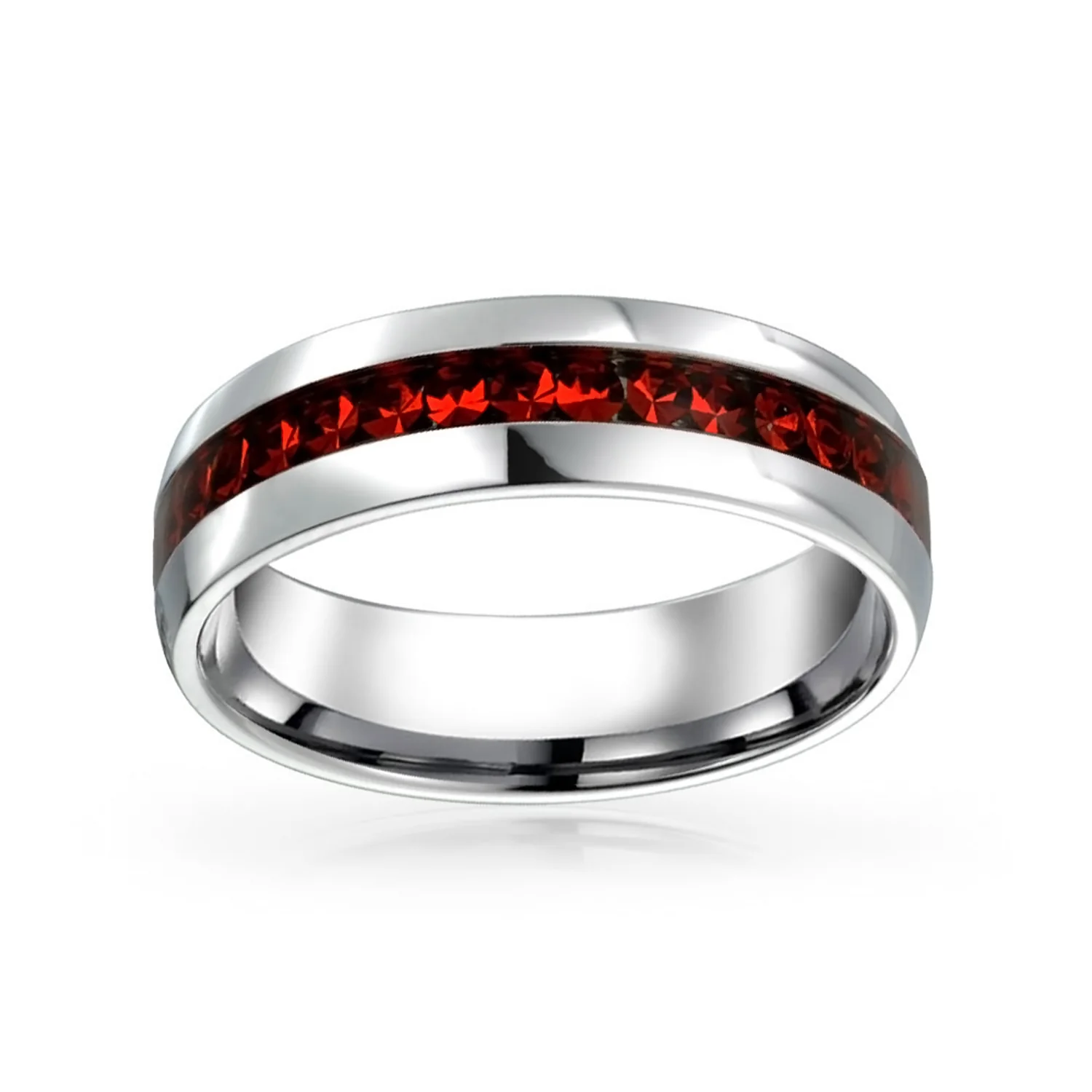 Channel Set Crystal Eternity Band Ring Stainless Steel 6MM - Image 12