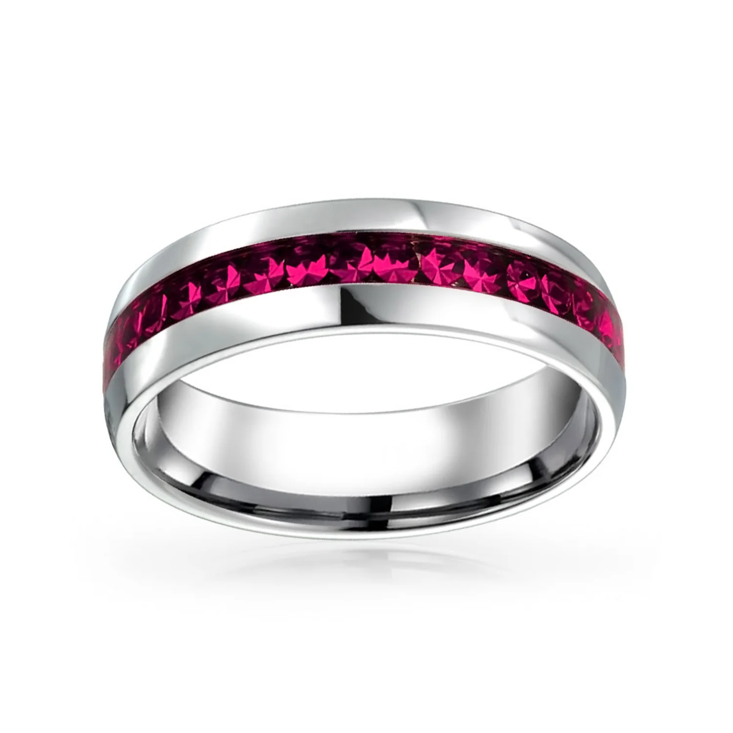 Channel Set Crystal Eternity Band Ring Stainless Steel 6MM - Image 17