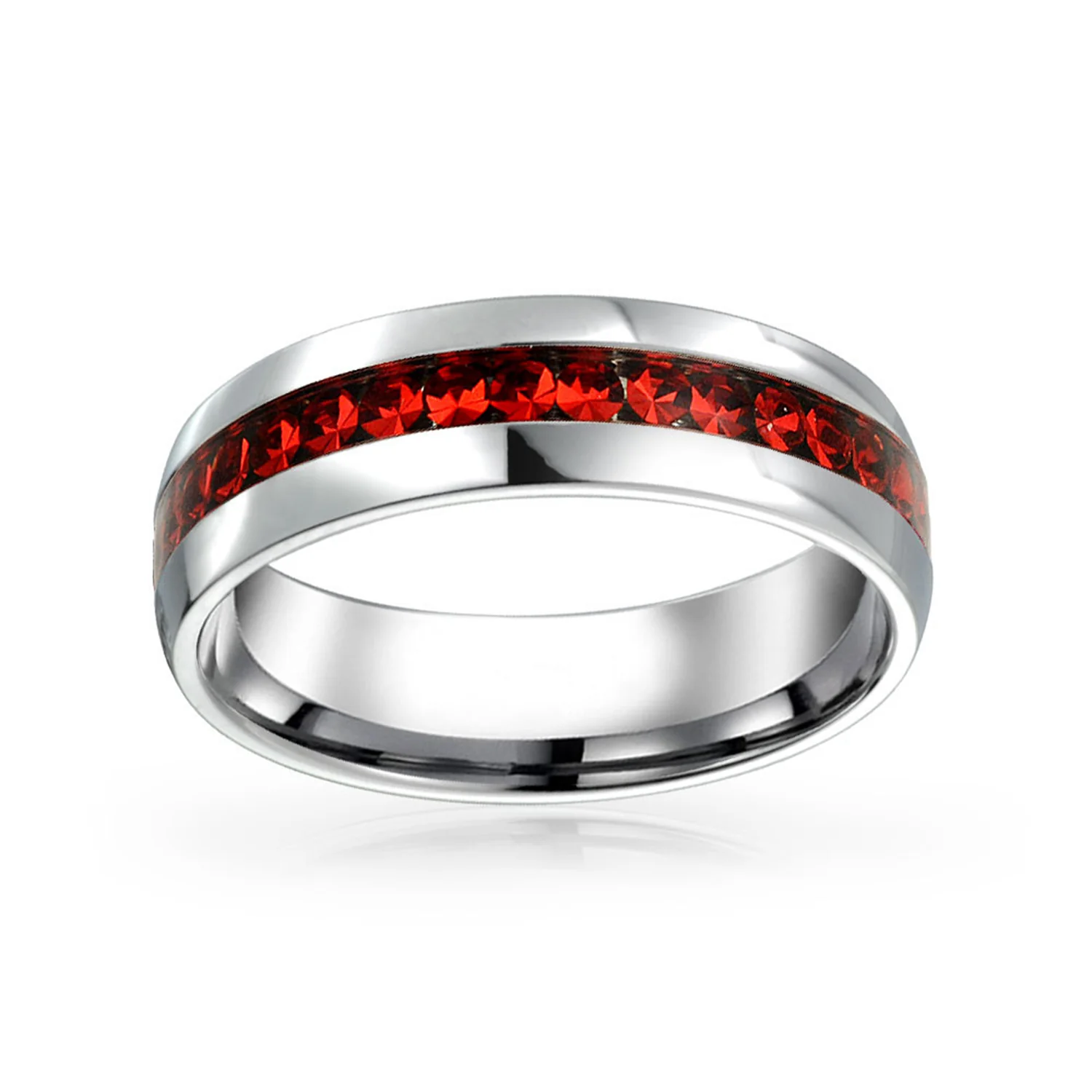 Channel Set Crystal Eternity Band Ring Stainless Steel 6MM - Image 18