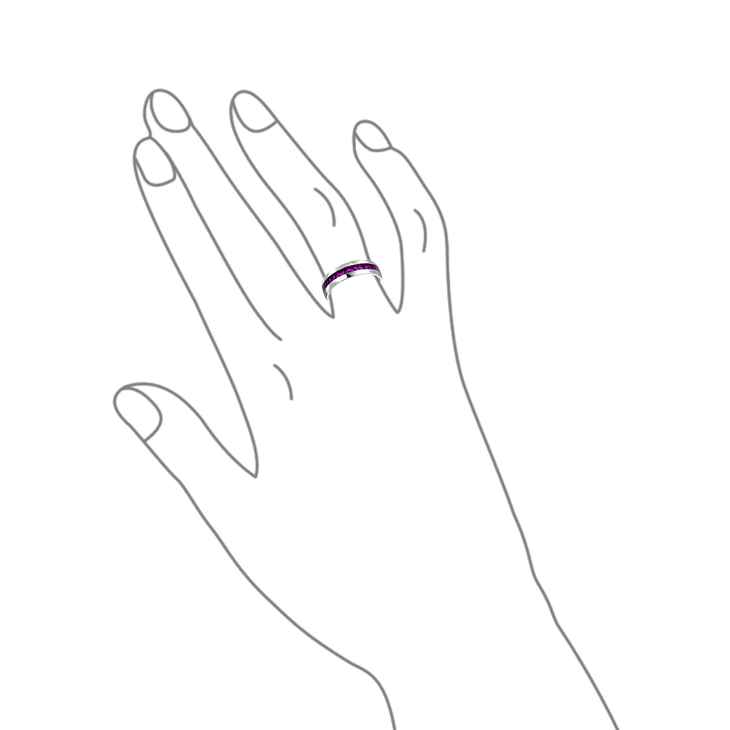 Channel Set Crystal Eternity Band Ring Stainless Steel 6MM - Image 24