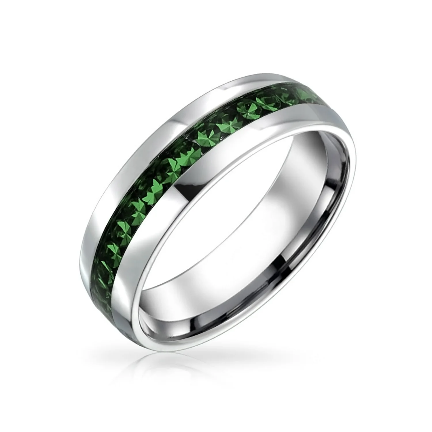 Channel Set Crystal Eternity Band Ring Stainless Steel 6MM - Image 5