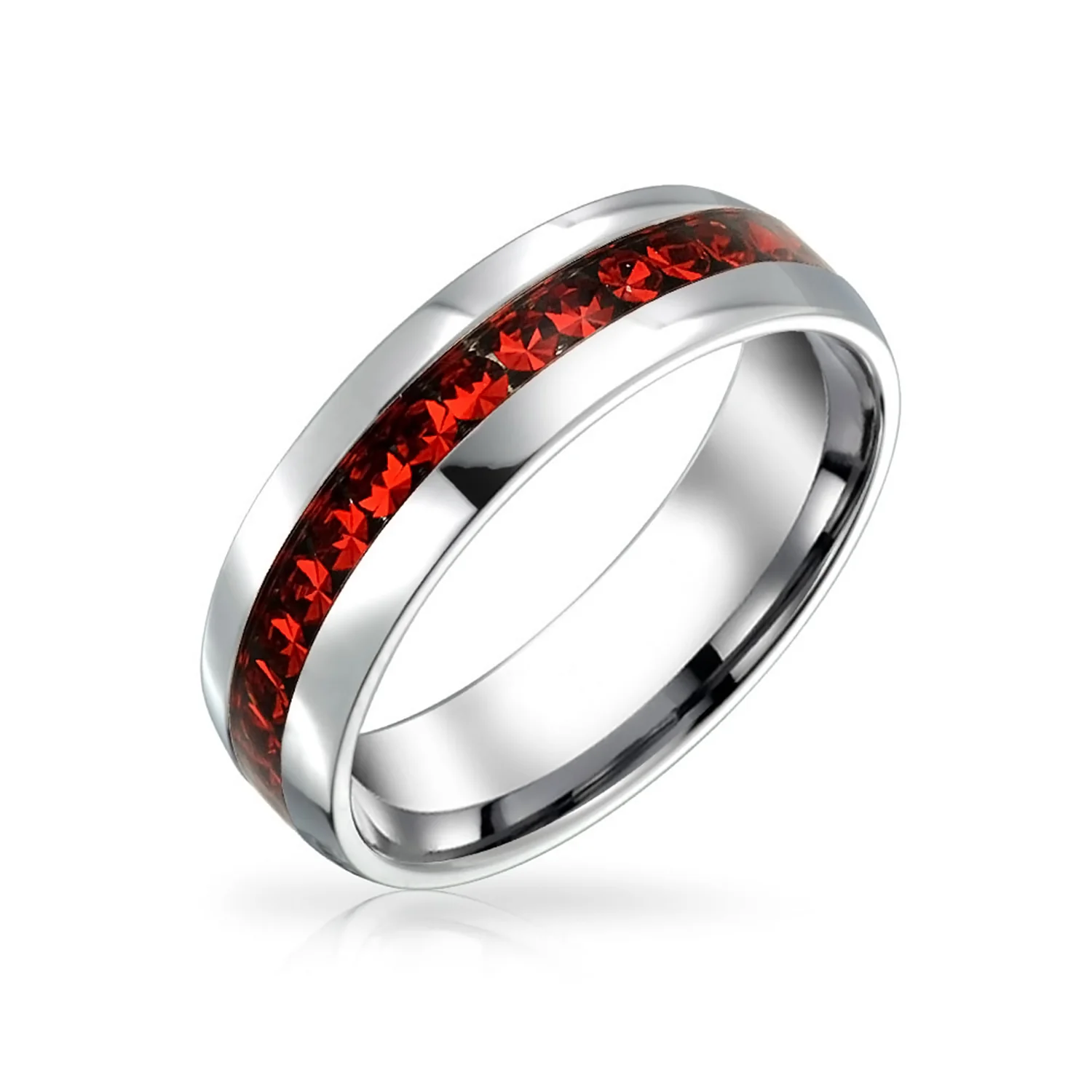 Channel Set Crystal Eternity Band Ring Stainless Steel 6MM - Image 7