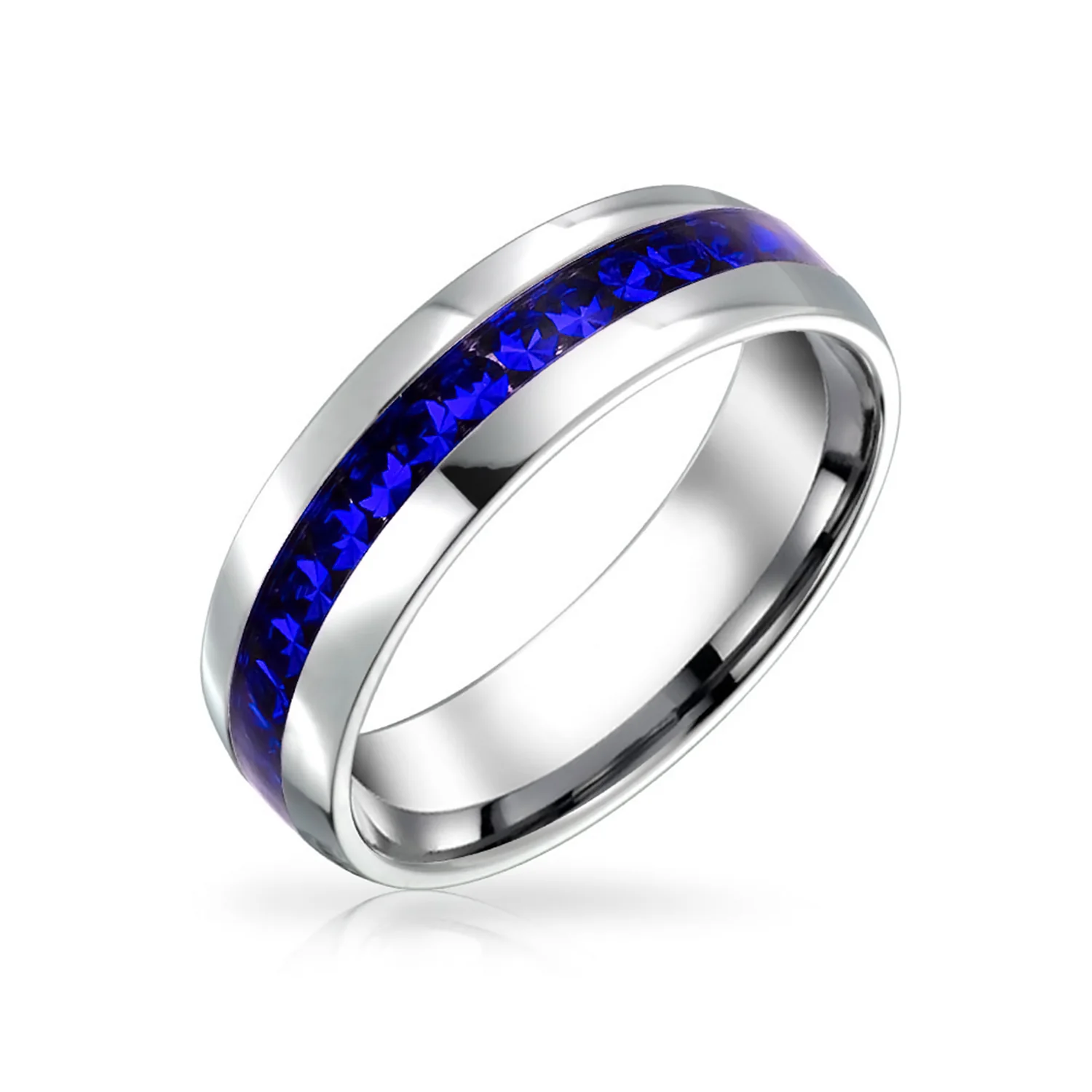 Channel Set Crystal Eternity Band Ring Stainless Steel 6MM - Image 9