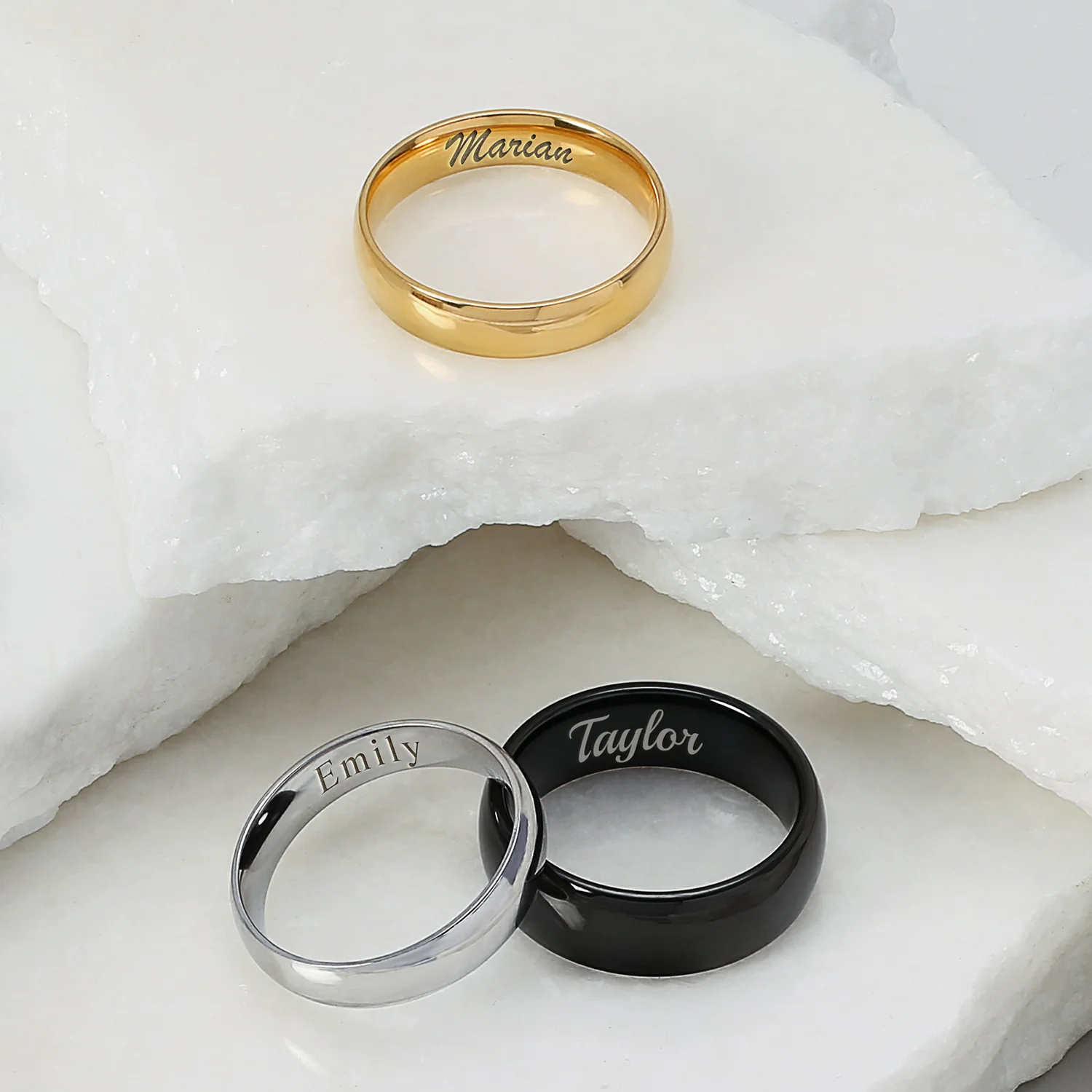 Plain Simple Dome Ring Wedding Band Gold Plated Silver Tone Stainless Steel 5MM - Image 7