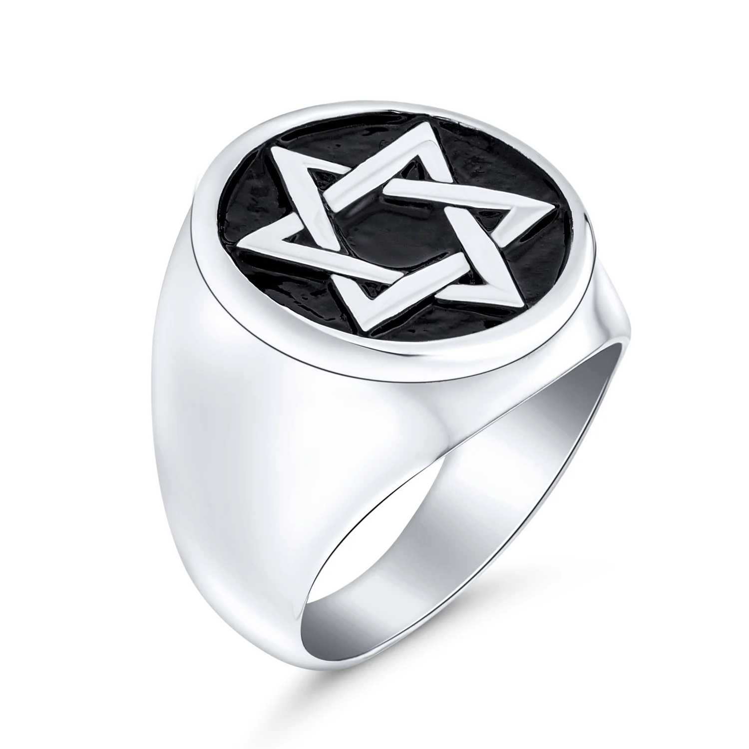 Religious Magen Judaic Star Of David Signet Band Ring Silver Stainless Steel