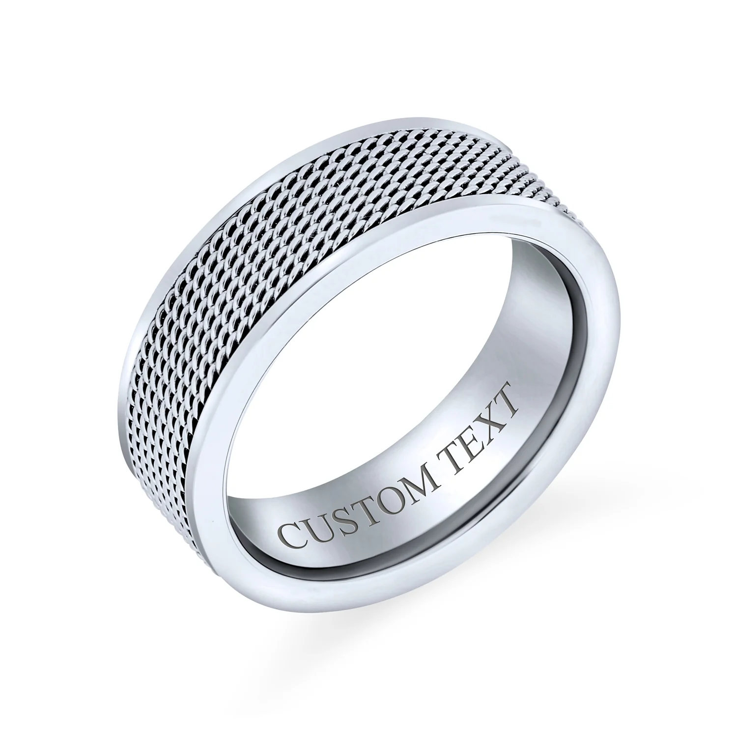 Urban Biker-Inspired Design Rope Chain Mesh Band Ring 8MM Stainless Steel - Image 3