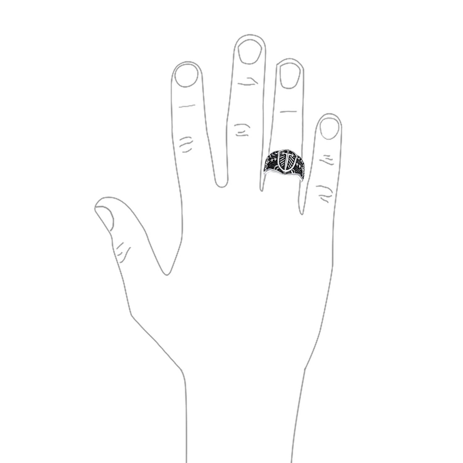 Fleur De Lis Cross Signet Ring Oxidized Stainless Steel - Image 3