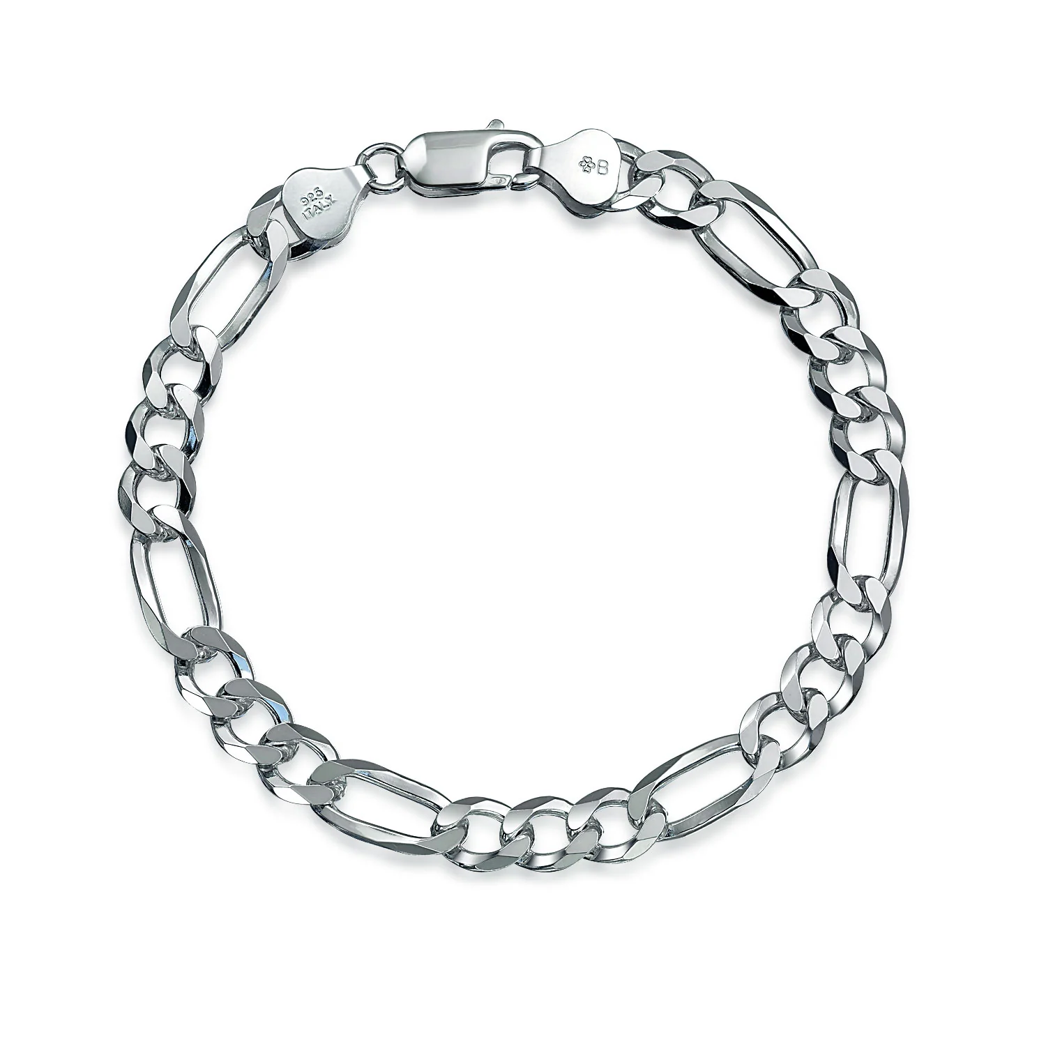Thick Heavy Solid Sterling Silver 7MM Figaro Chain Link Bracelet - Image 3