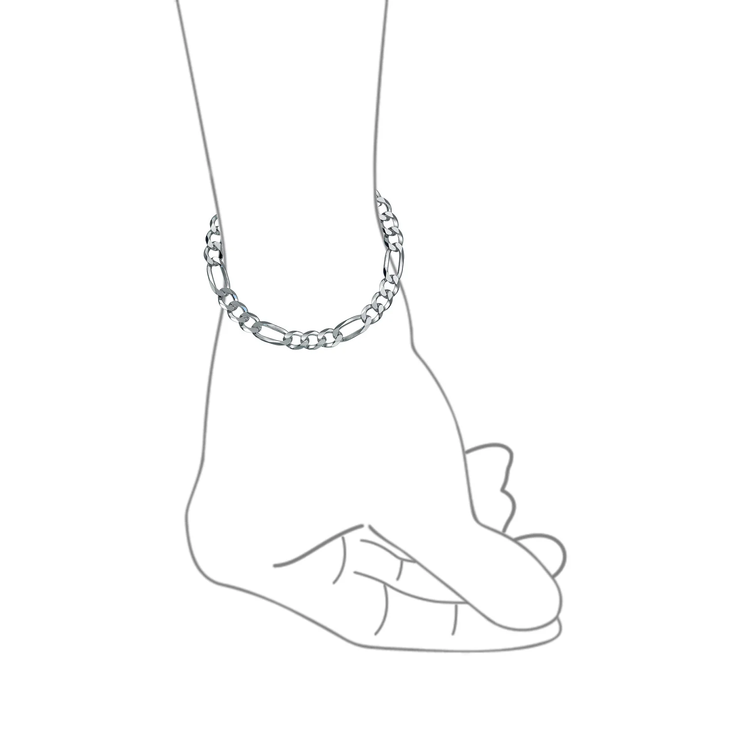 Thick Heavy Solid Sterling Silver 7MM Figaro Chain Link Bracelet - Image 4