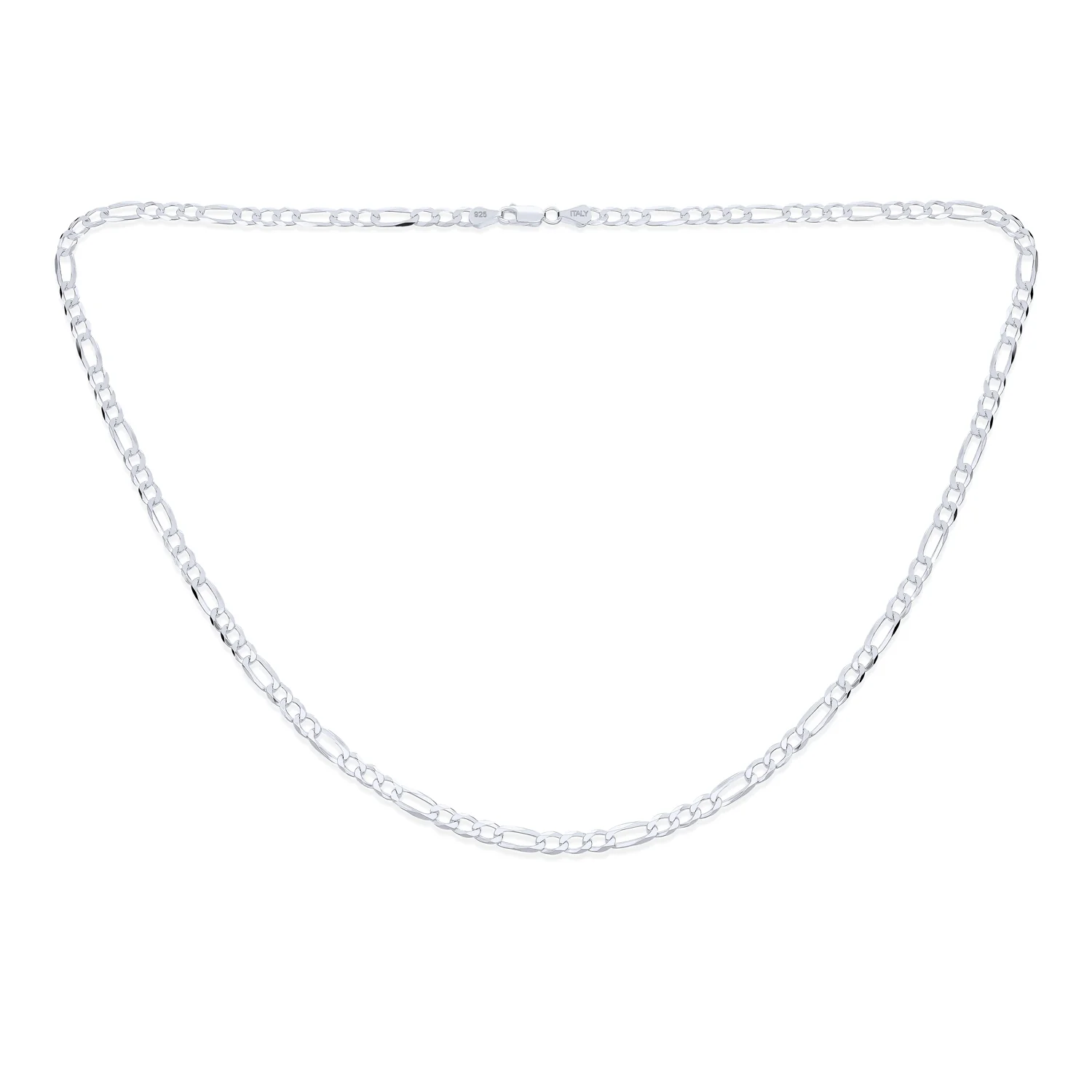 Men's Sterling Silver Figaro Link Chain Necklace 5MM Made in Italy - Image 3