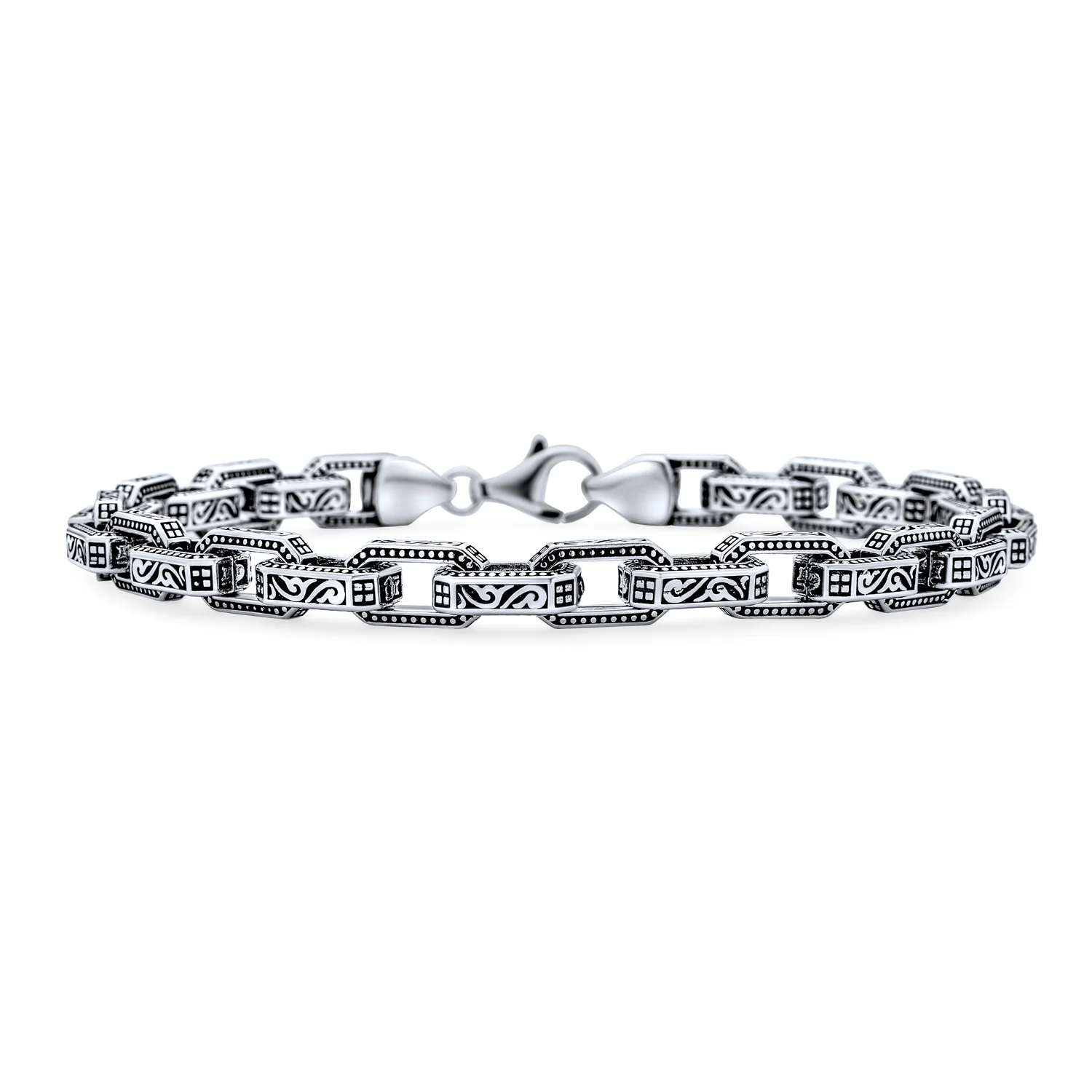Thick Byzantine Chain Link Bracelet Sterling Silver Turkey