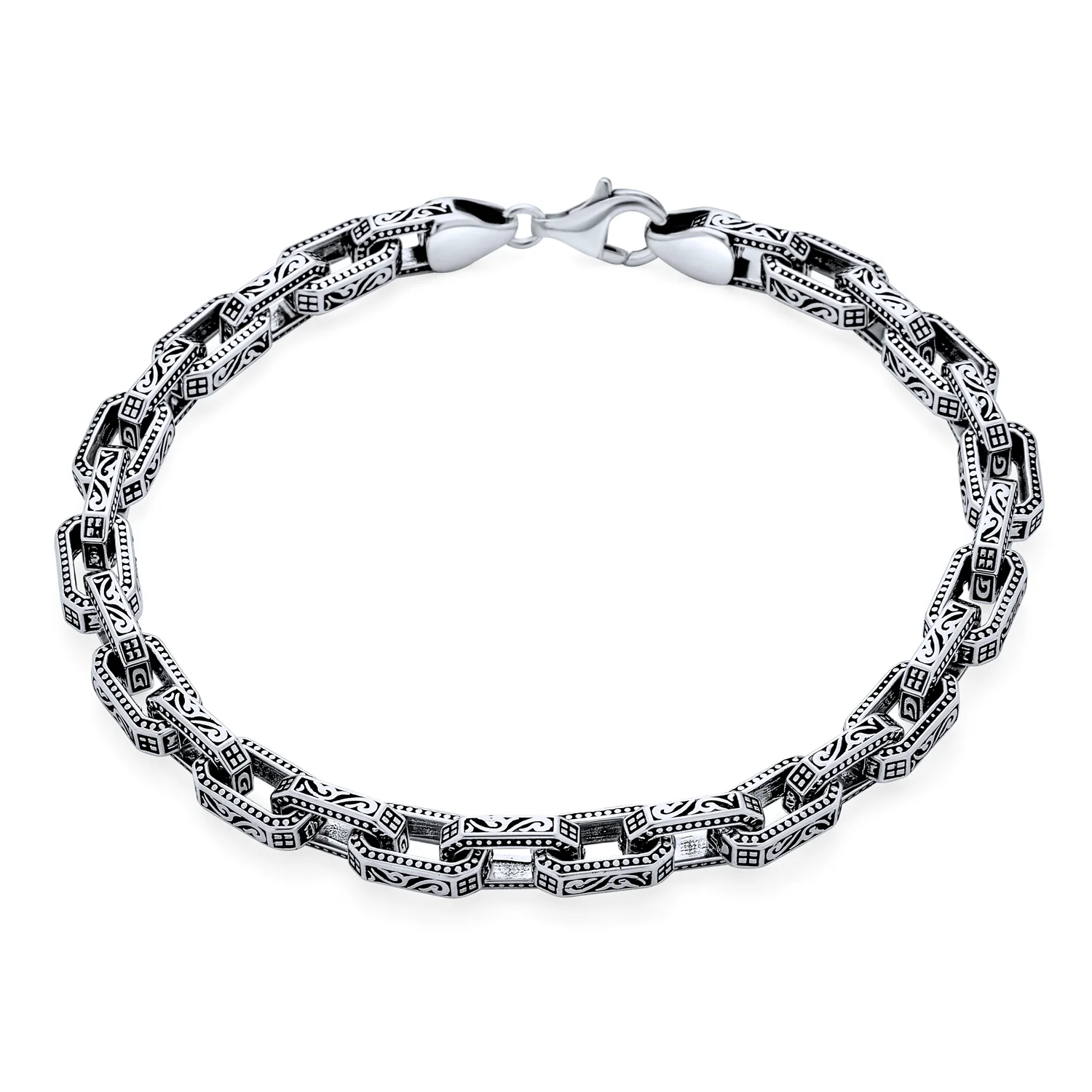 Thick Byzantine Chain Link Bracelet Sterling Silver Turkey - Image 2