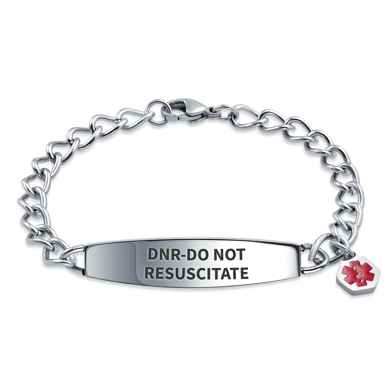 Lightweight Red Medical Identification Blank Medical ID Curb Link Bracelet Stainless Steel 7.5 Inch - Image 10
