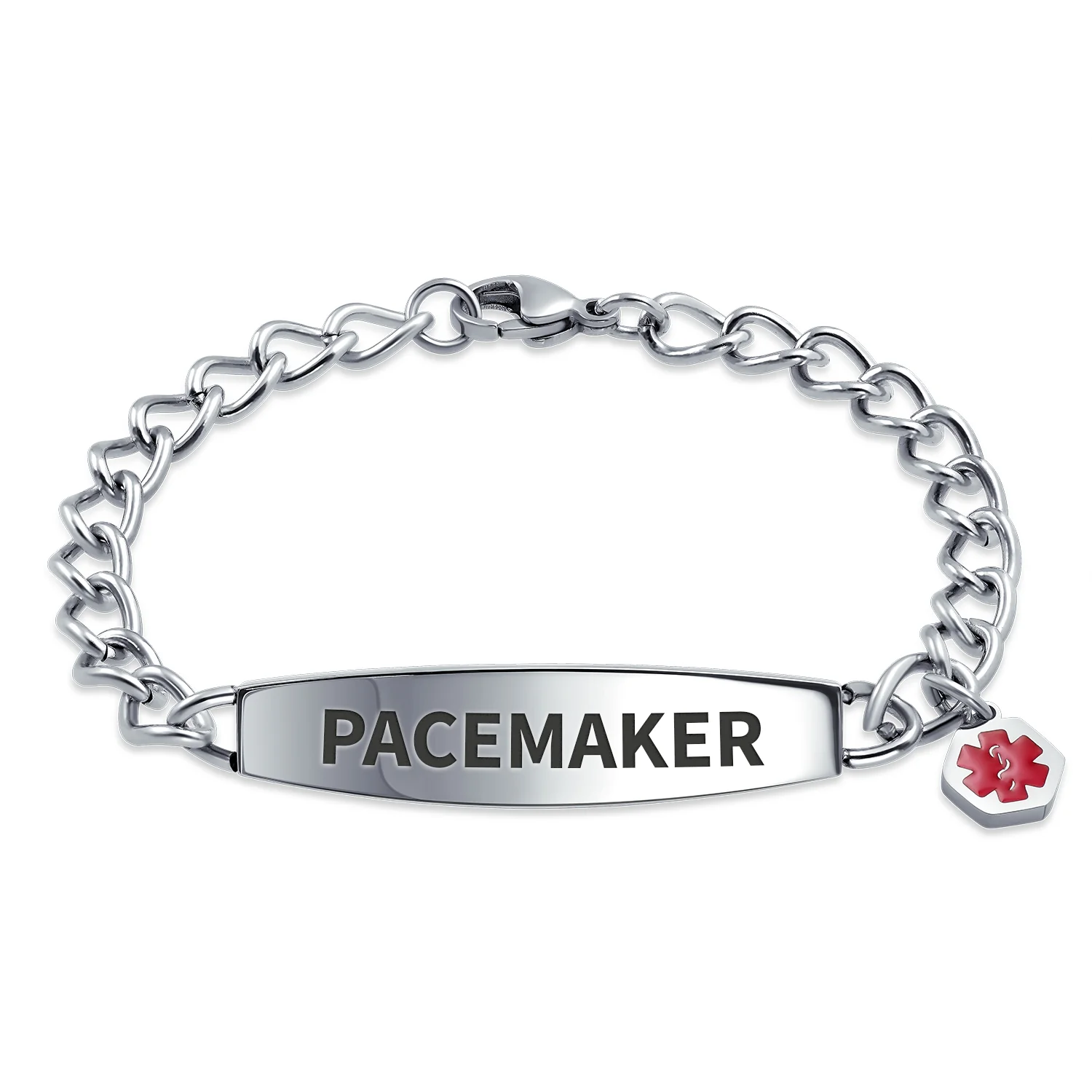Lightweight Red Medical Identification Blank Medical ID Curb Link Bracelet Stainless Steel 7.5 Inch - Image 11