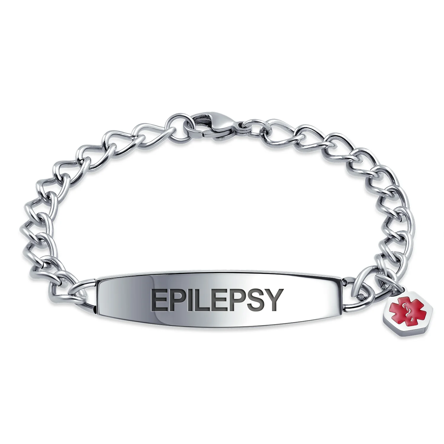 Lightweight Red Medical Identification Blank Medical ID Curb Link Bracelet Stainless Steel 7.5 Inch - Image 15