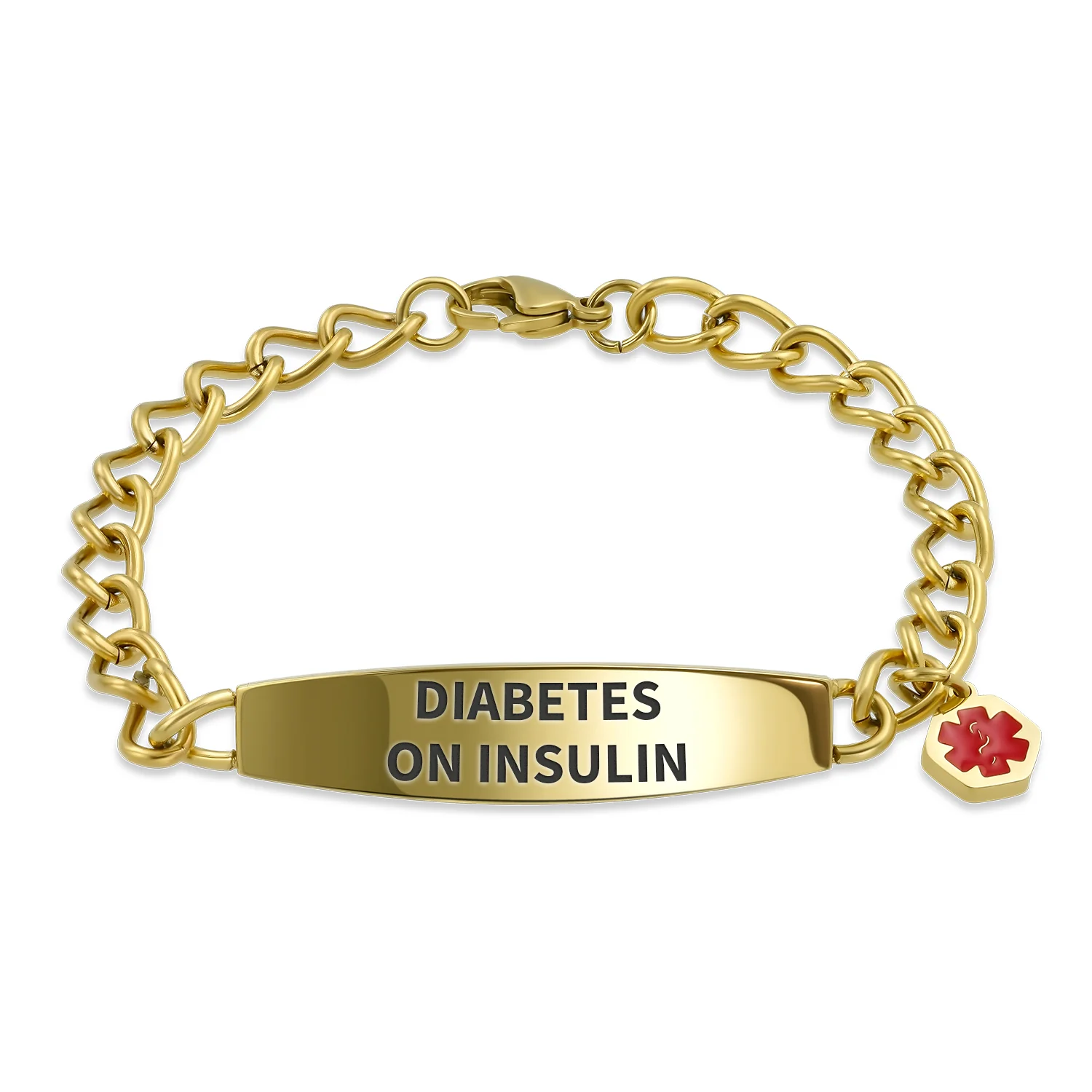 Lightweight Red Medical Identification Blank Medical ID Curb Link Bracelet Stainless Steel 7.5 Inch - Image 2