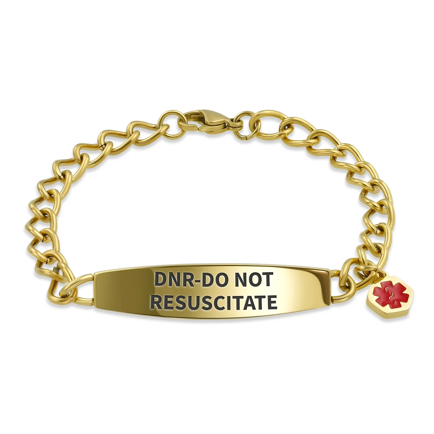 Lightweight Red Medical Identification Blank Medical ID Curb Link Bracelet Stainless Steel 7.5 Inch - Image 3