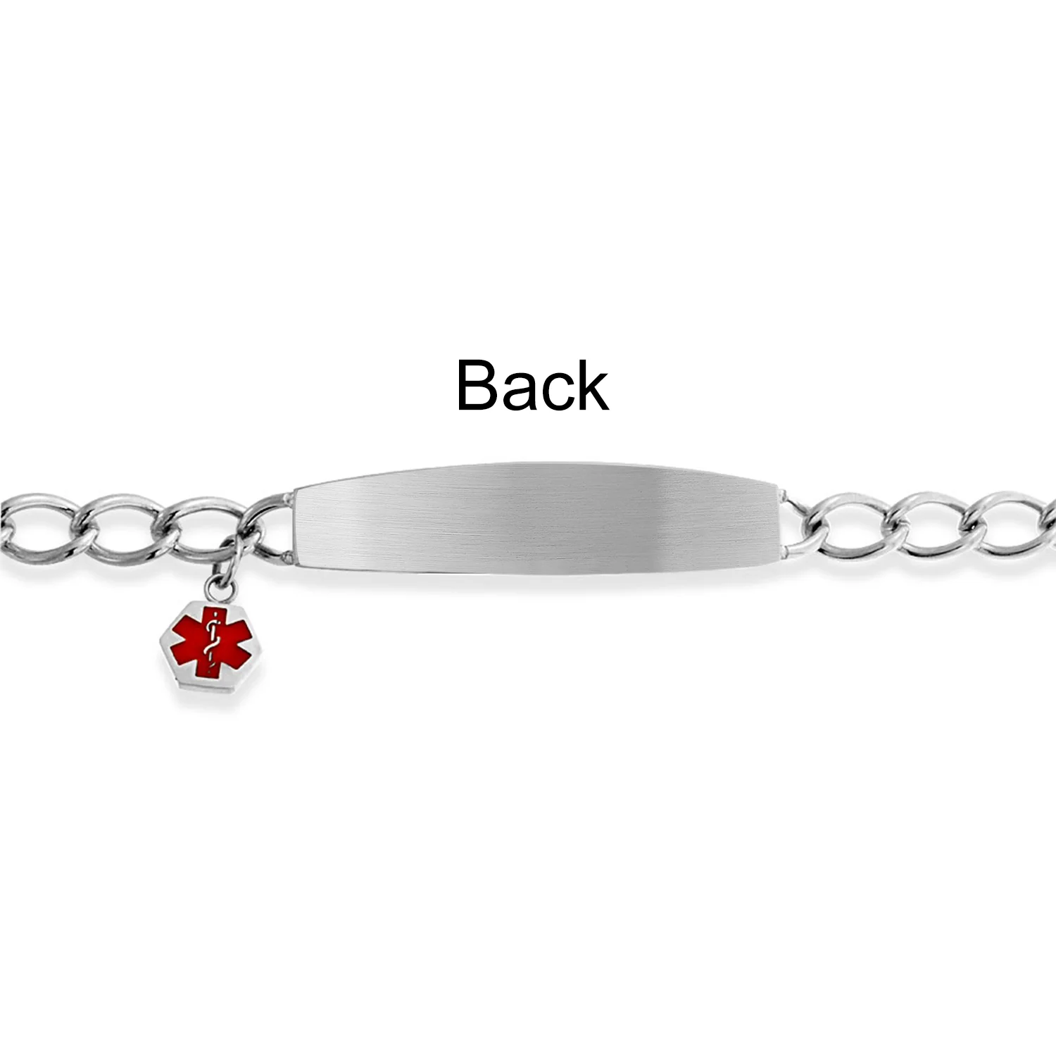 Lightweight Red Medical Identification Blank Medical ID Curb Link Bracelet Stainless Steel 7.5 Inch - Image 40