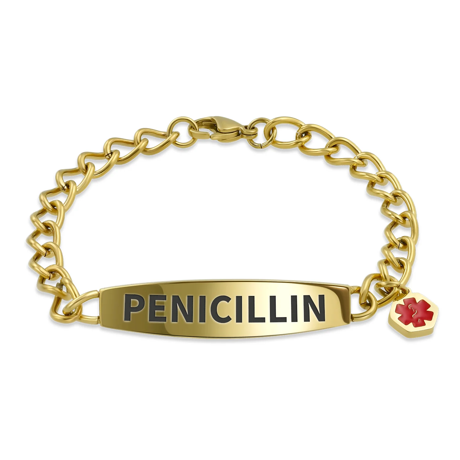 Lightweight Red Medical Identification Blank Medical ID Curb Link Bracelet Stainless Steel 7.5 Inch - Image 5