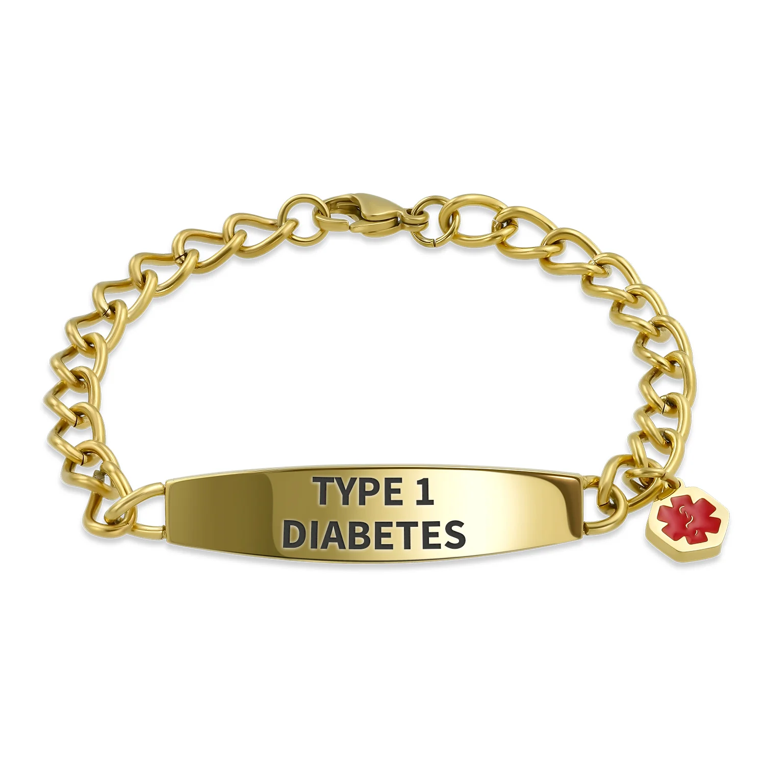 Lightweight Red Medical Identification Blank Medical ID Curb Link Bracelet Stainless Steel 7.5 Inch - Image 6