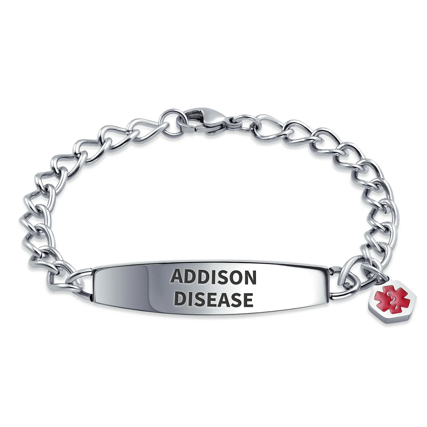 Lightweight Red Medical Identification Blank Medical ID Curb Link Bracelet Stainless Steel 7.5 Inch - Image 7