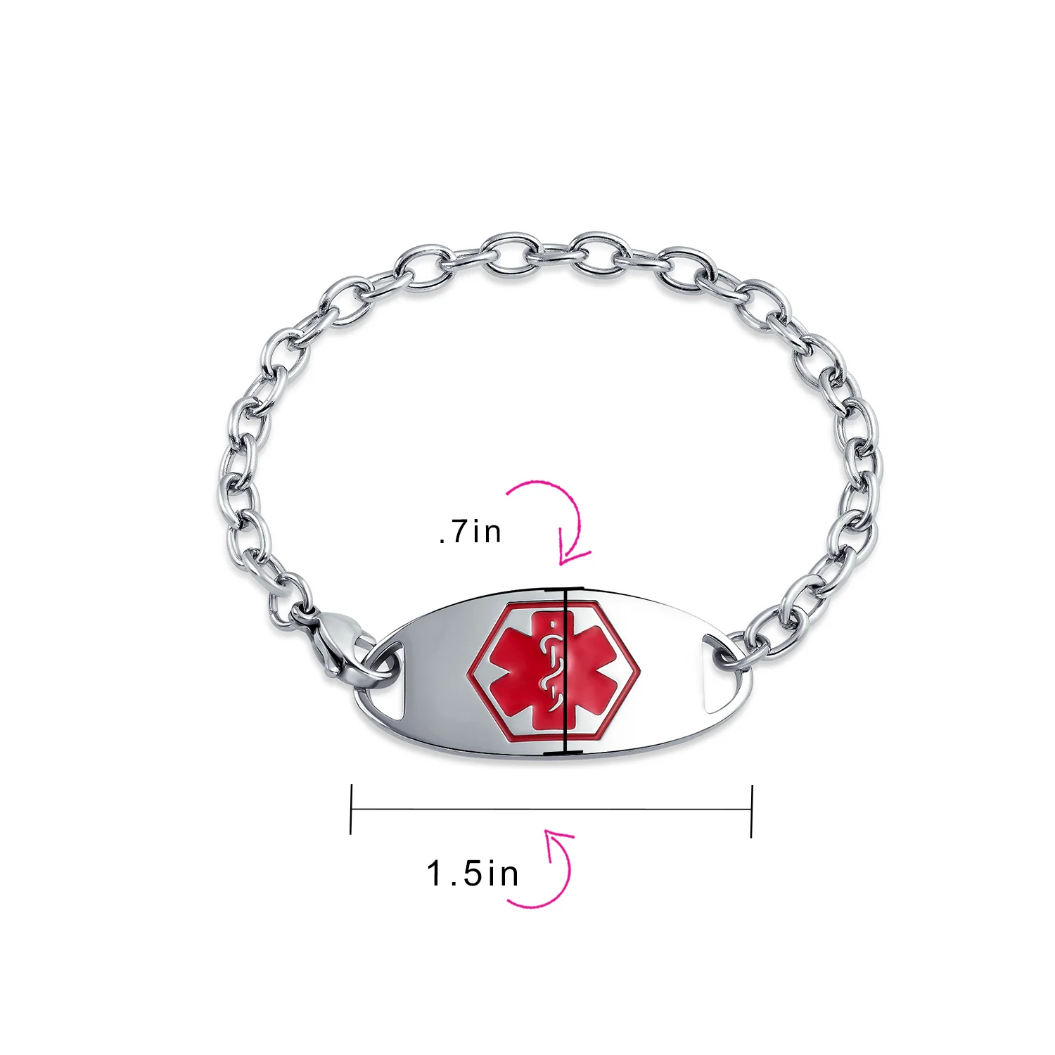 Miami Cuban Link Medical ID Bracelet Stainless 7.5 Inch - Image 45