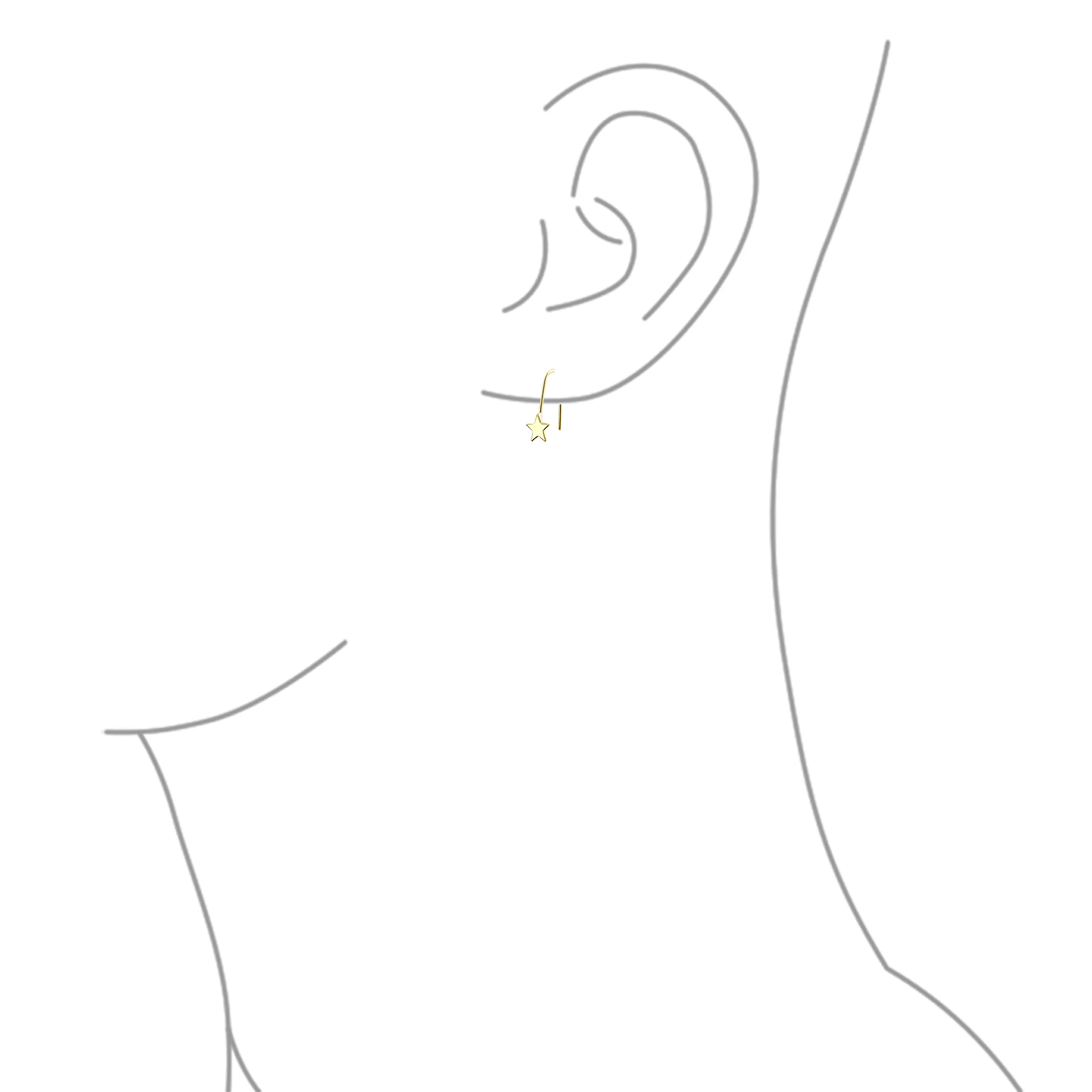 Minimalist Alphabet Dangle Earrings 14K Yellow Gold - Celestial Patriotic Style - Image 58