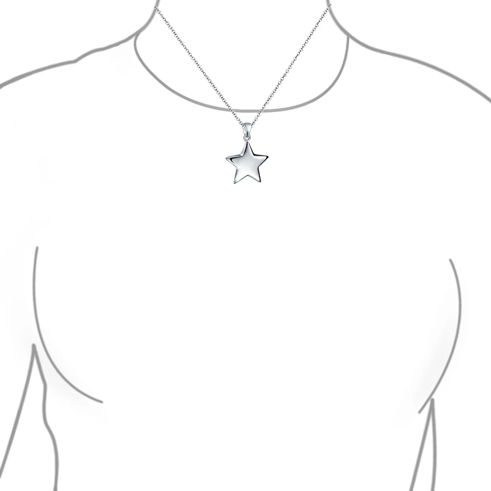 Patriotic Celestial Rock Star Dangling Puff Star Pendant Necklace Sterling Silver - Image 4