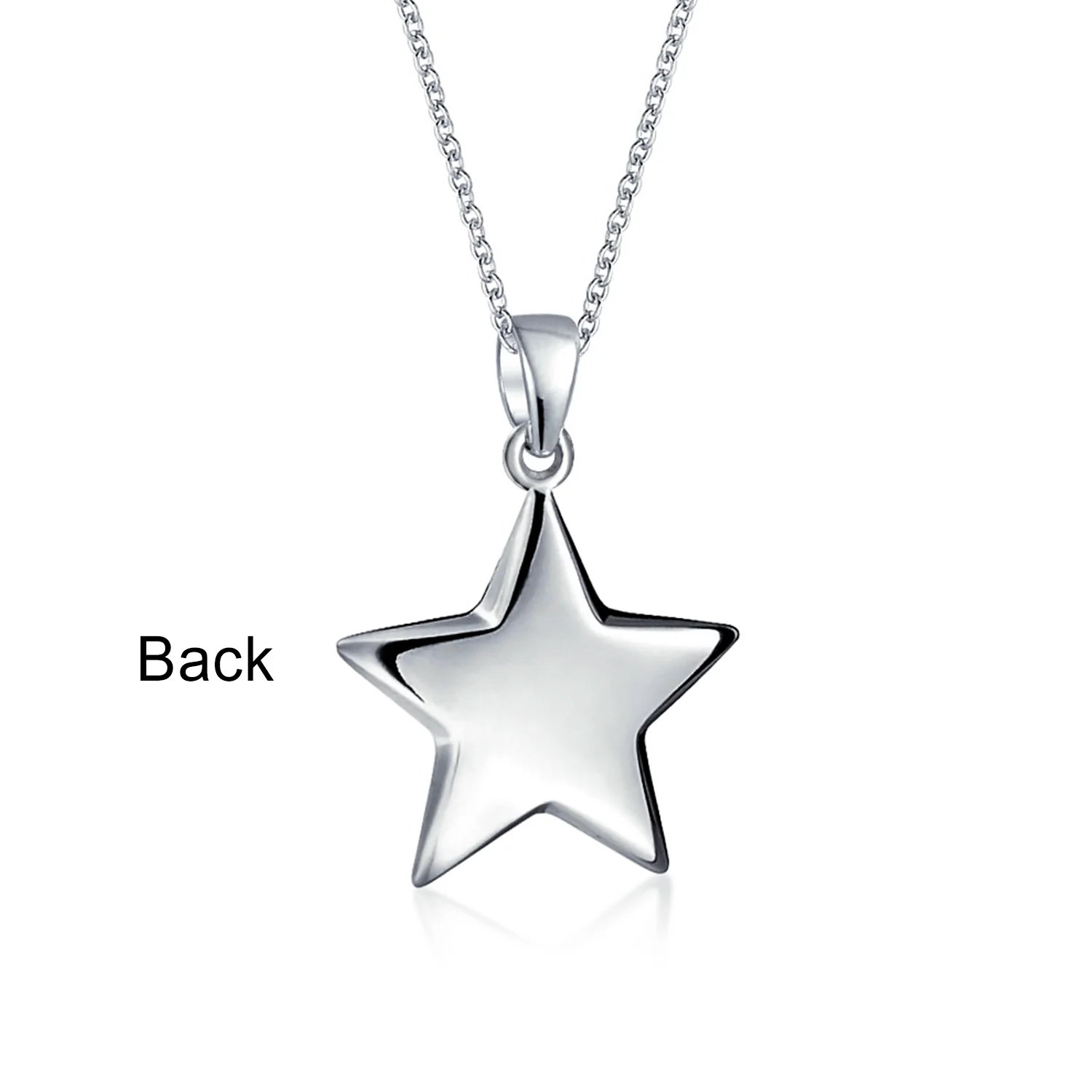 Patriotic Celestial Rock Star Dangling Puff Star Pendant Necklace Sterling Silver - Image 5