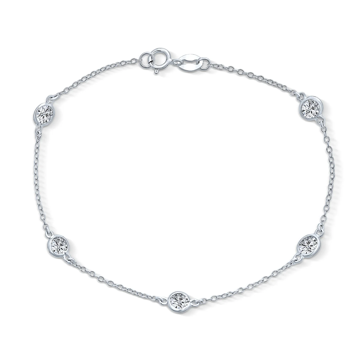 Classic Delicate Cubic Zirconia CZ By The Inch Bracelet .925 Sterling Silver