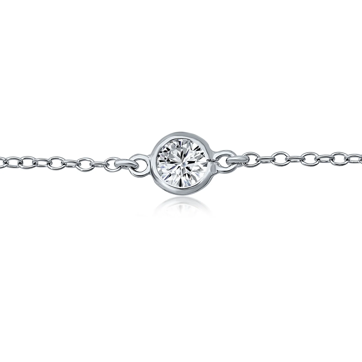 Classic Delicate Cubic Zirconia CZ By The Inch Bracelet .925 Sterling Silver - Image 2