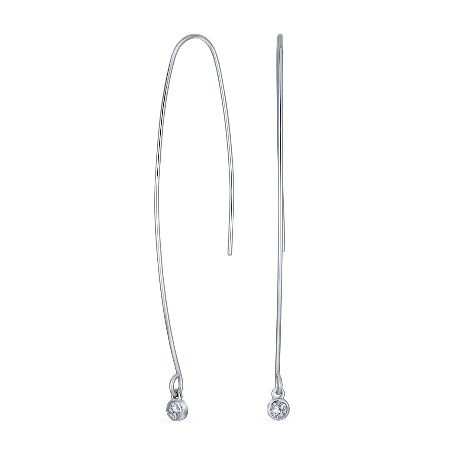 Minimalist Dangle Chandelier Earrings with Cubic Zirconia in Sterling Silver