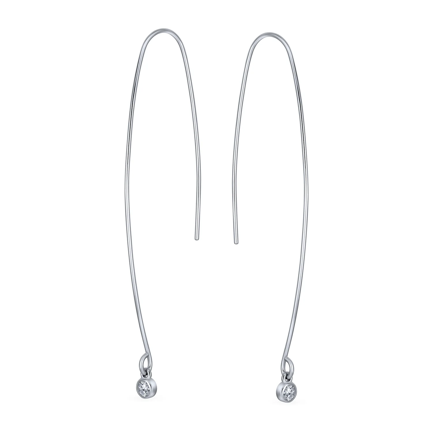 Minimalist Dangle Chandelier Earrings with Cubic Zirconia in Sterling Silver - Image 3