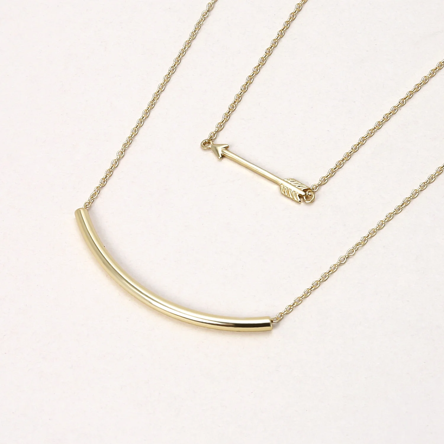 Minimalist Curved Bar Pendant Necklace in 14K Rose Gold Plated Sterling Silver - Image 10