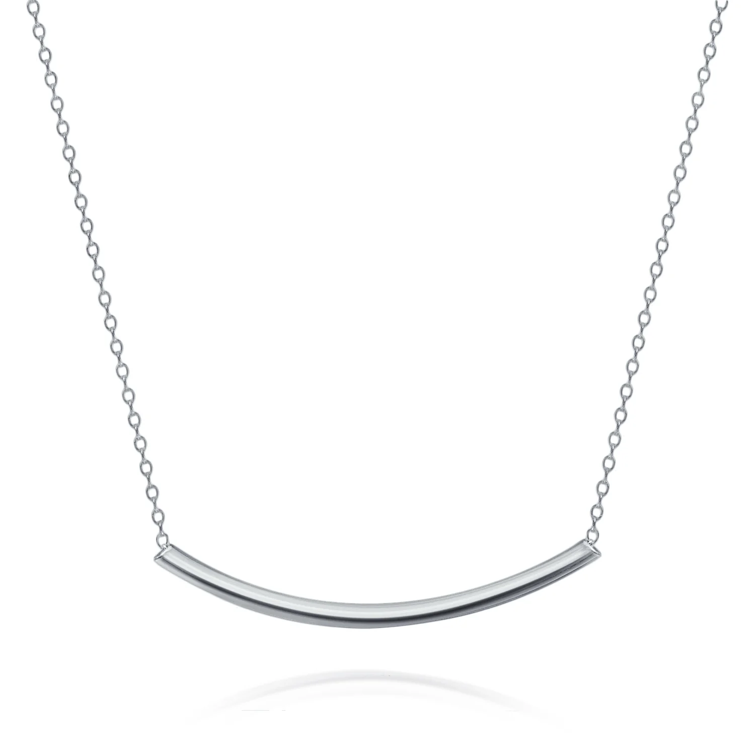 Minimalist Curved Bar Pendant Necklace in 14K Rose Gold Plated Sterling Silver - Image 3