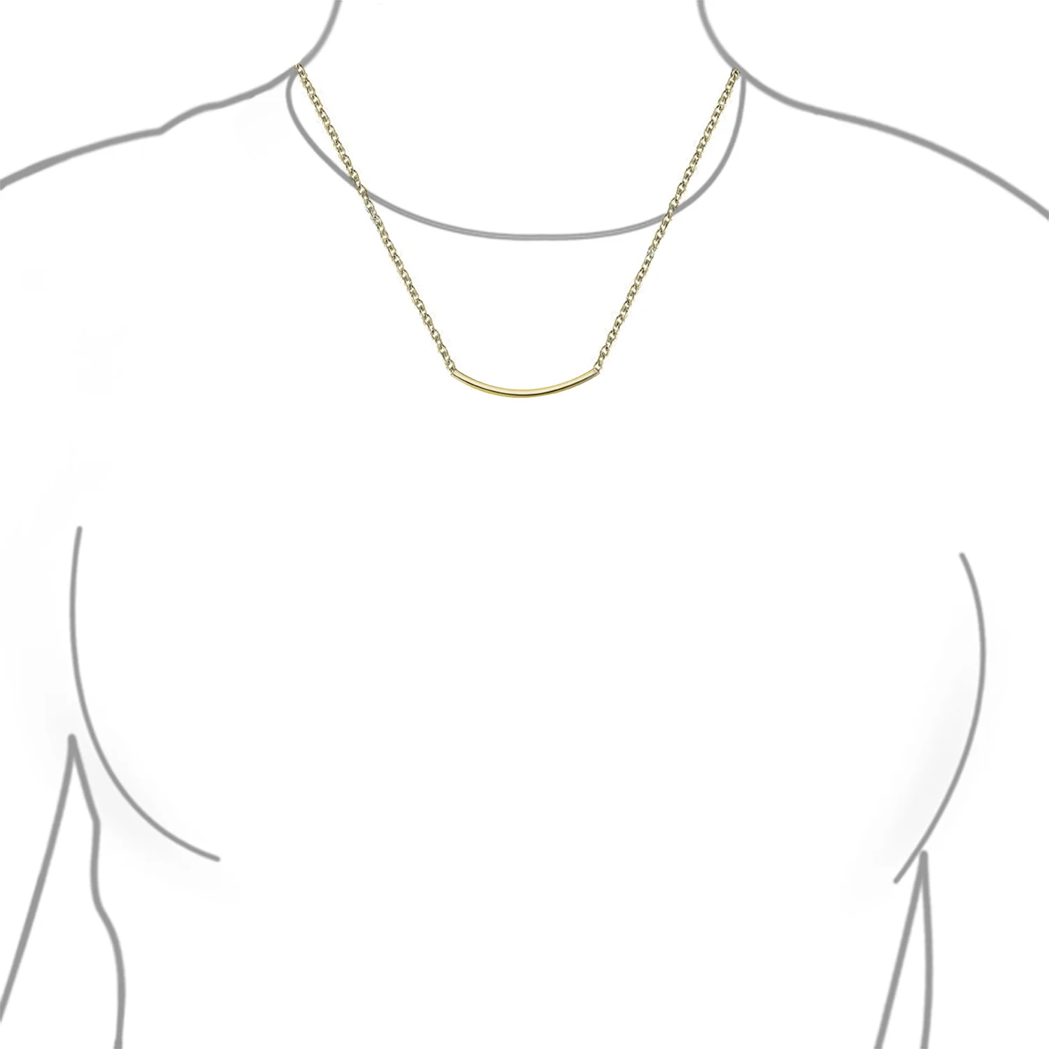 Minimalist Curved Bar Pendant Necklace in 14K Rose Gold Plated Sterling Silver - Image 4