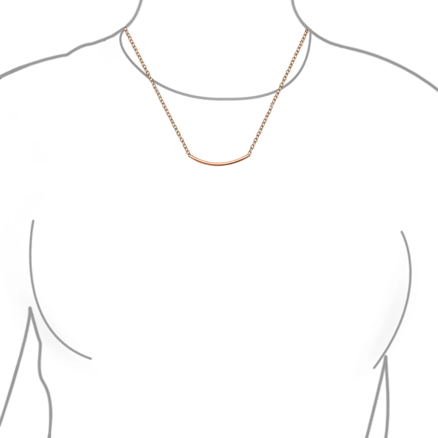 Minimalist Curved Bar Pendant Necklace in 14K Rose Gold Plated Sterling Silver - Image 5