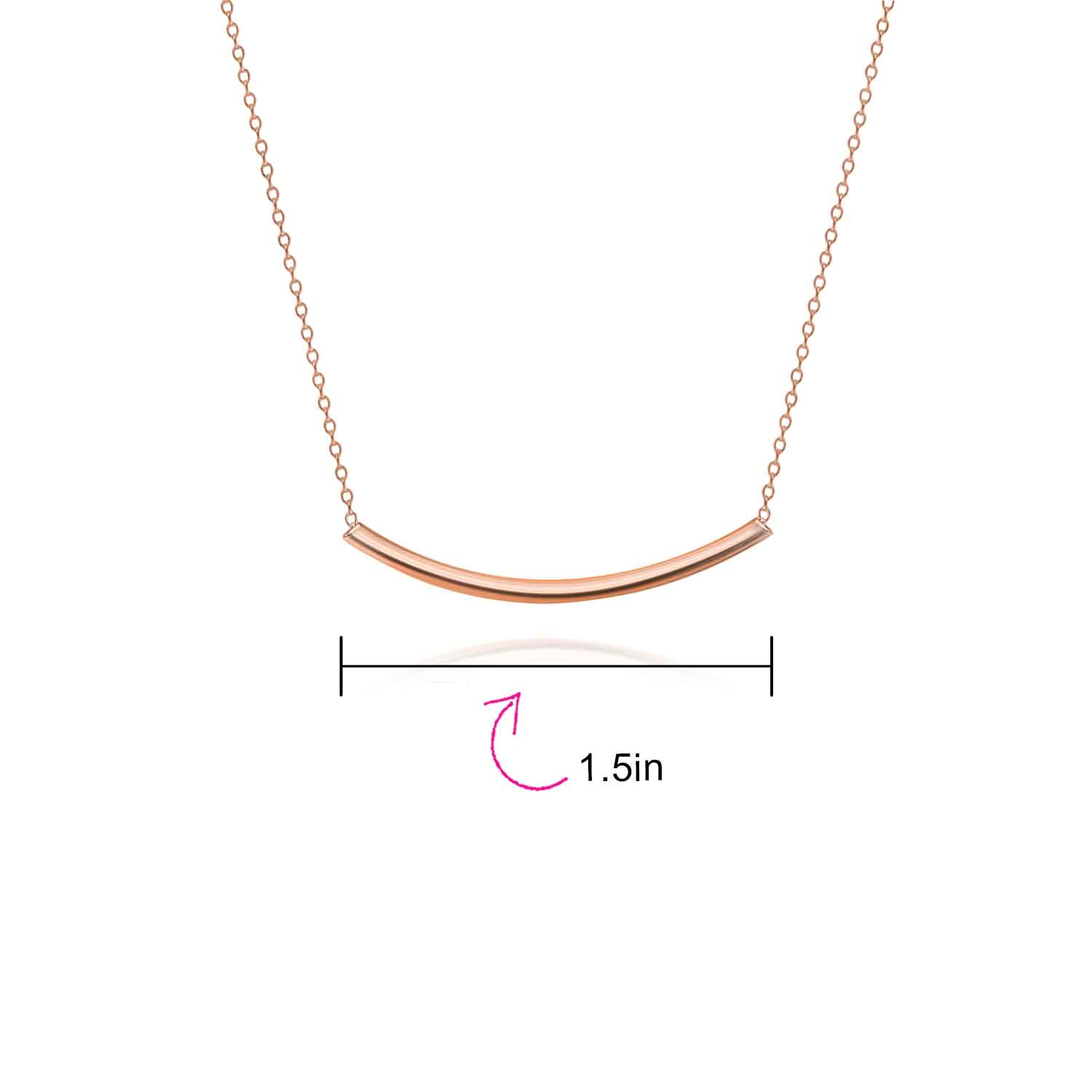 Minimalist Curved Bar Pendant Necklace in 14K Rose Gold Plated Sterling Silver - Image 8